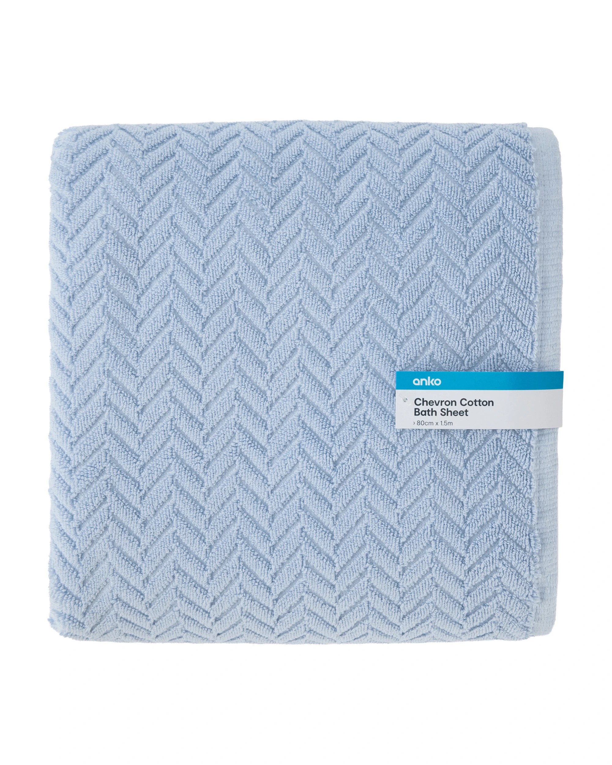 5 Chevron Cotton Bath Sheet - Blue, 5 of 6