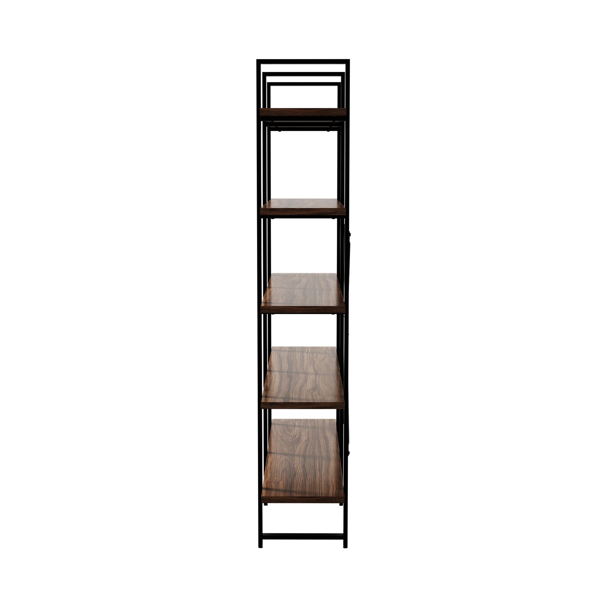 8 Oikiture 5 Tier Display Shelf Stand Bookshelf Metal Rack Industrial 1.35m - Brown, 8 of 9