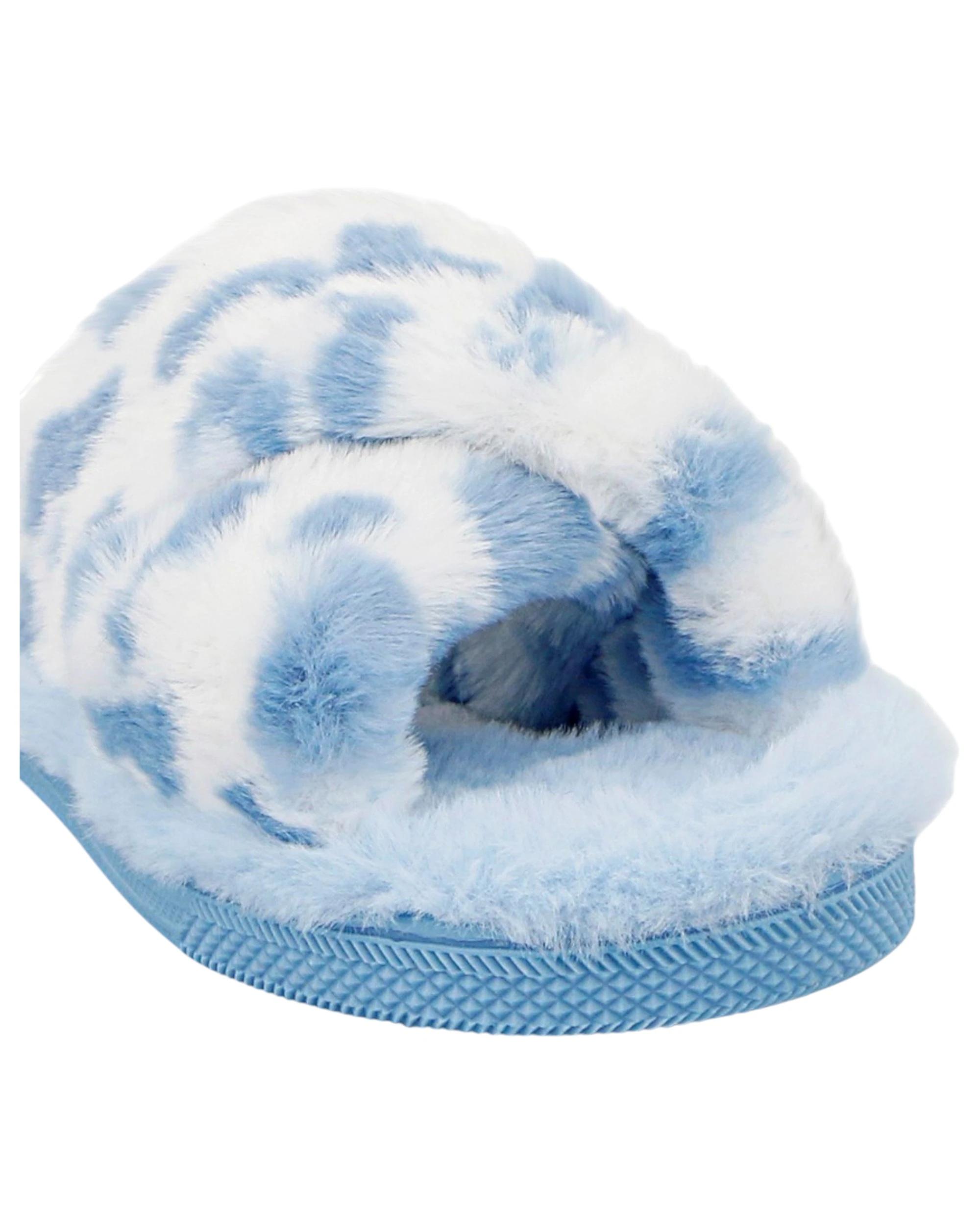 3 Grosby Womens Invisible Miah Blue/ White Indoor Fluffy Slippers BLUE/WHITE, 3 of 4