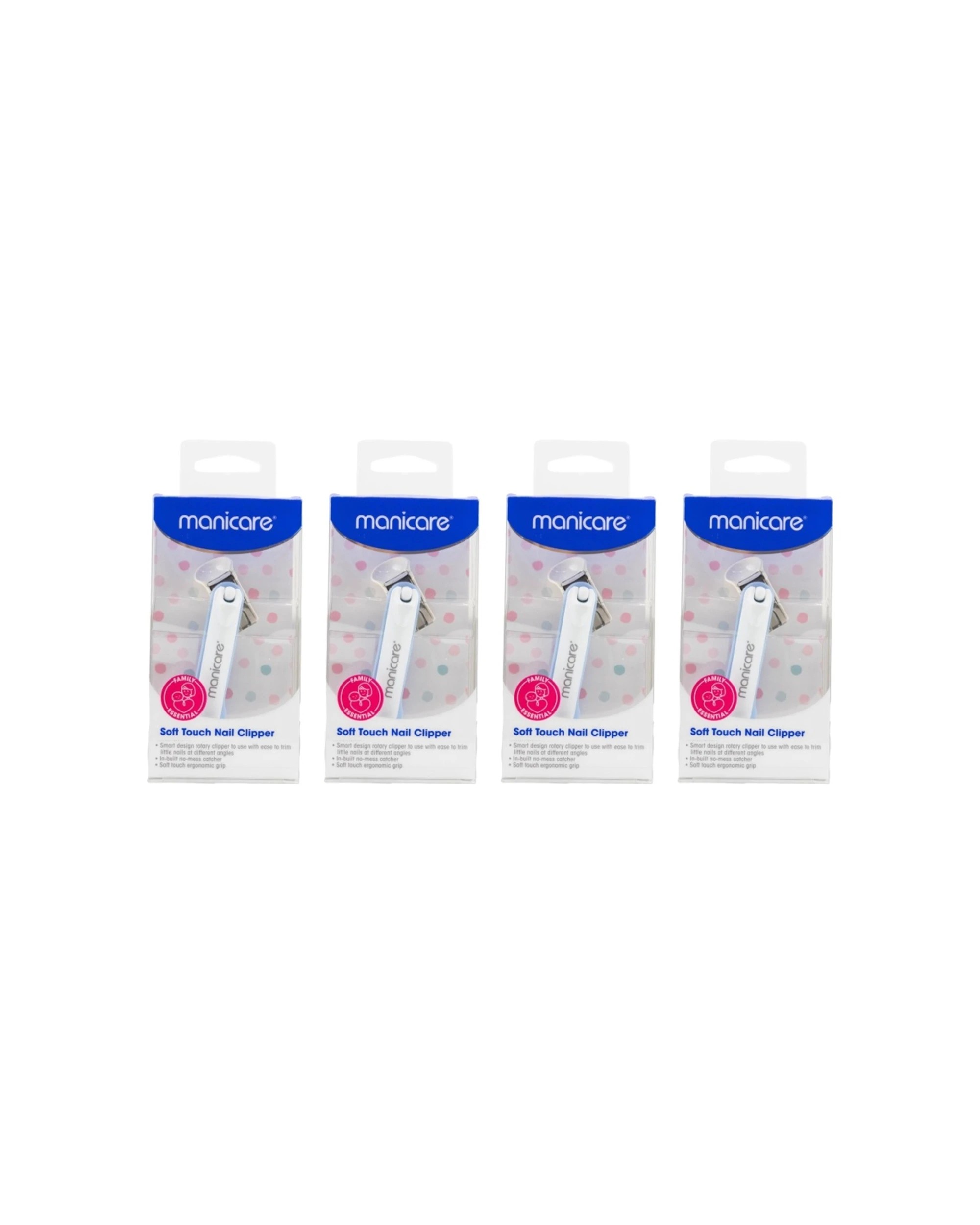1 Manicare 4PK Soft Touch Rotary Nail Clipper Ergonomic Grip Stainless Steel - Multi, 1 of 3