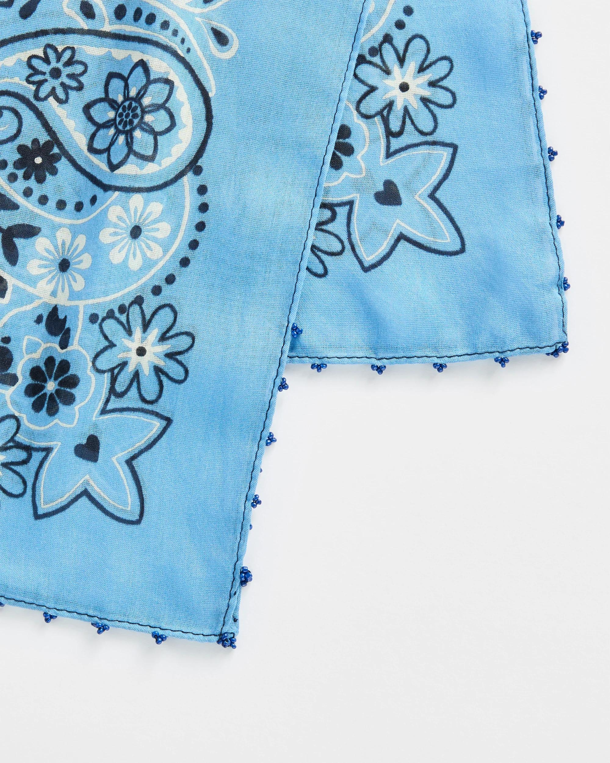 2 Target Bead Trim Paisley Print Square Scarf LIGHT BLUE, 2 of 2