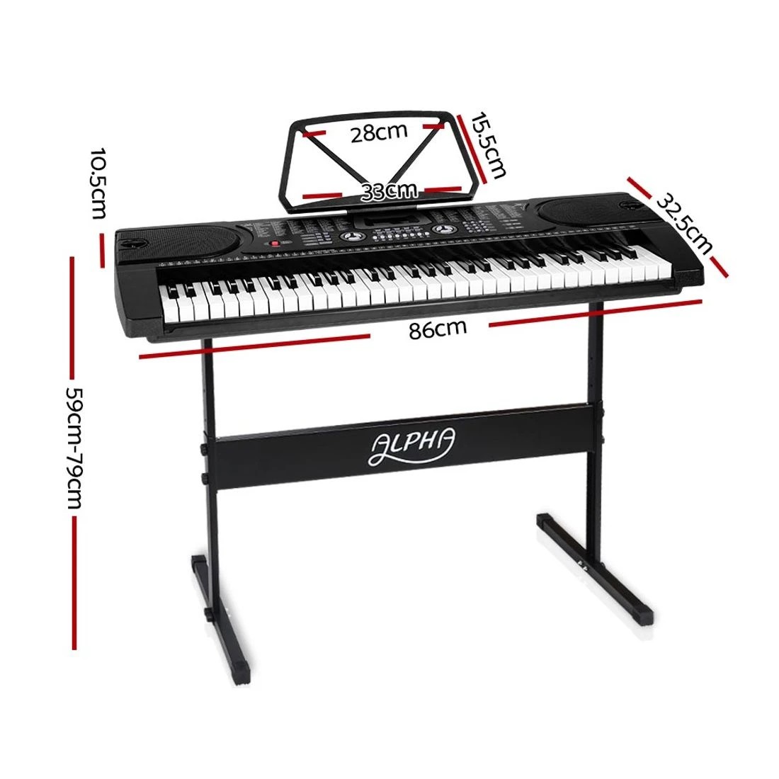 2 Alpha 61 Keys Electronic Piano Keyboard Digital Electric w/ Stand Beginner - Black, 2 of 6