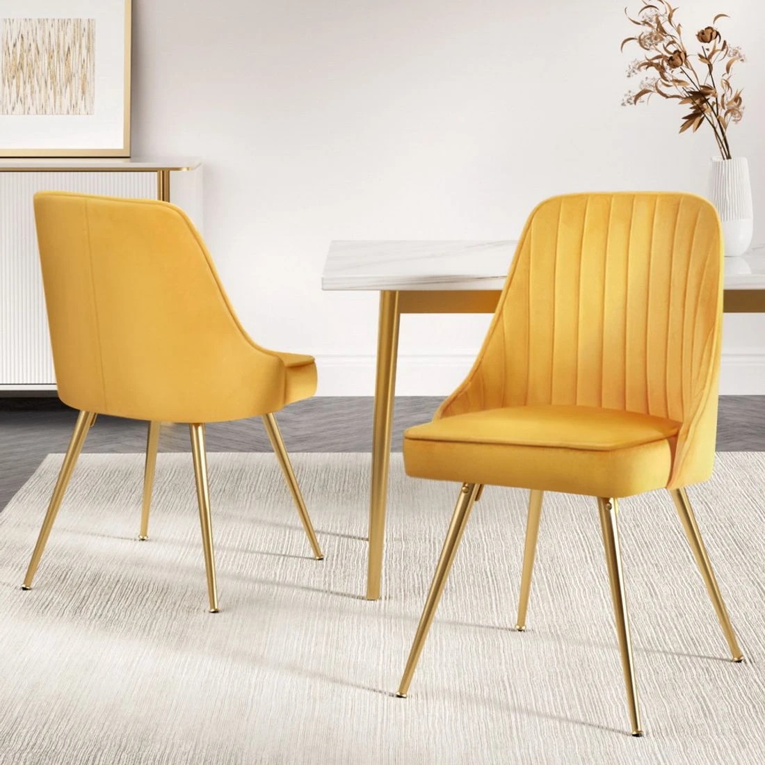 3 Artiss Dining Chairs Set of 2 - Yellow, 3 of 7