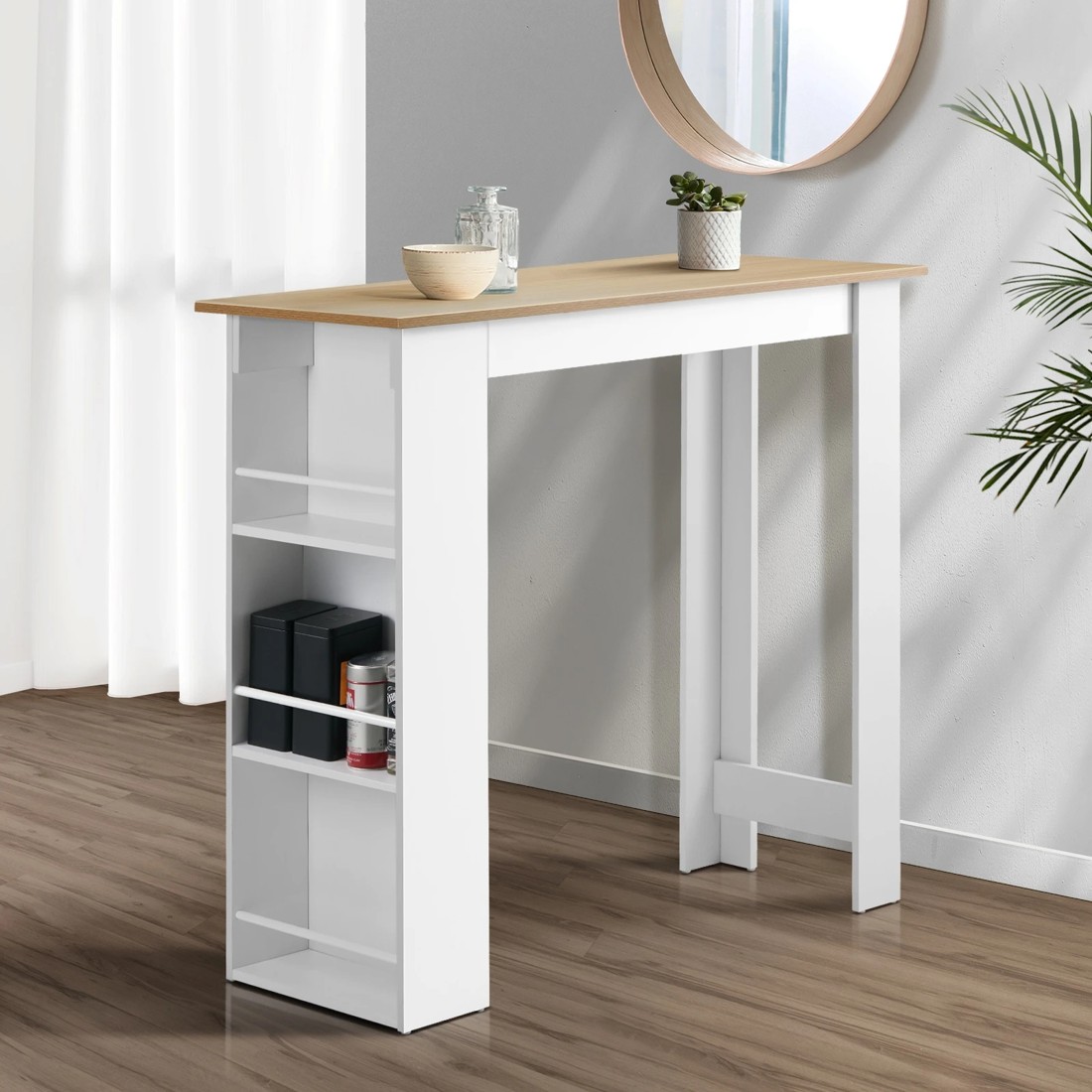 2 Oikiture Bar Table Dining Storage Shelf Kitchen Pub Home Office Desk Wine Rack
 - Multi, 2 of 10