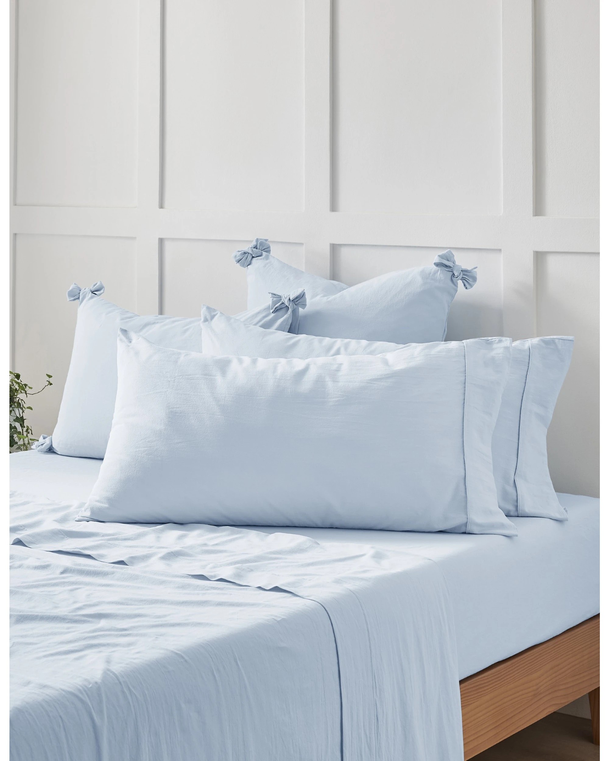 2 Dreamaker Bonnie Washed Cotton King Pillowcase Twin Pack 50x90cm - Sky, 2 of 6