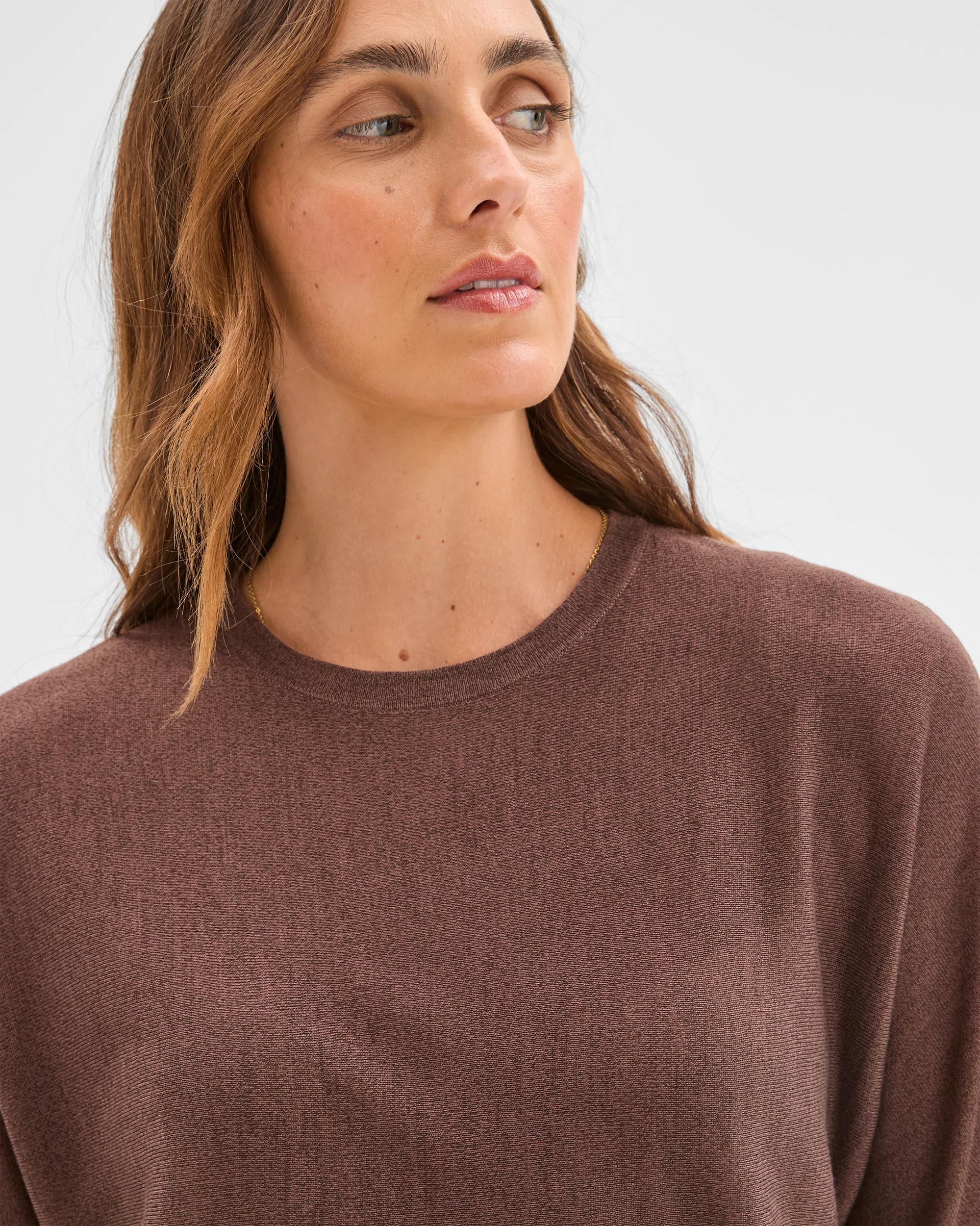 5 Preview Tencel/Merino Blend Lightweight Knit T-Shirt GANACHE, 5 of 6
