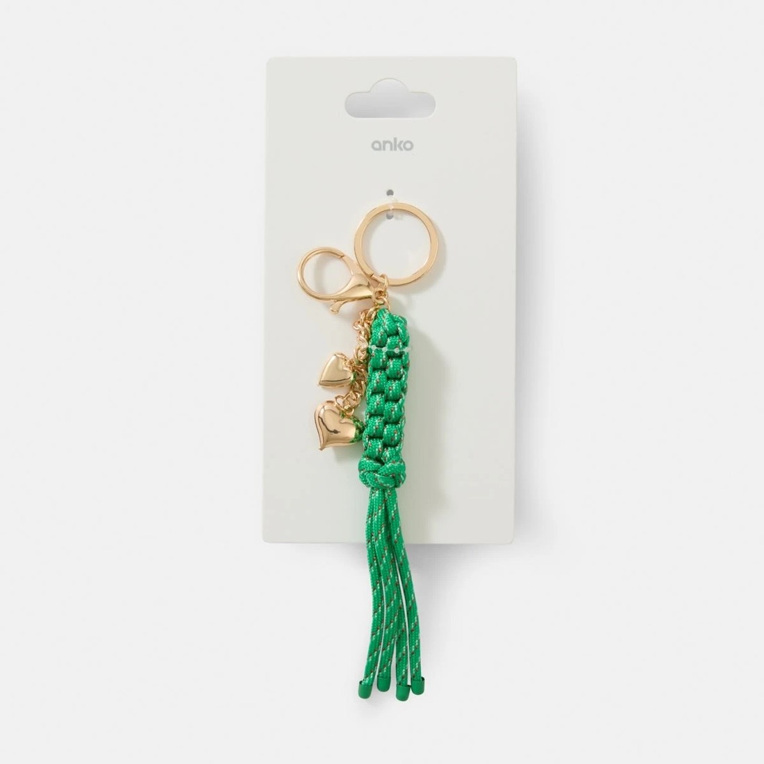 1 Braid Rope Heart Keyring - Green and Gold Tone, 1 of 3