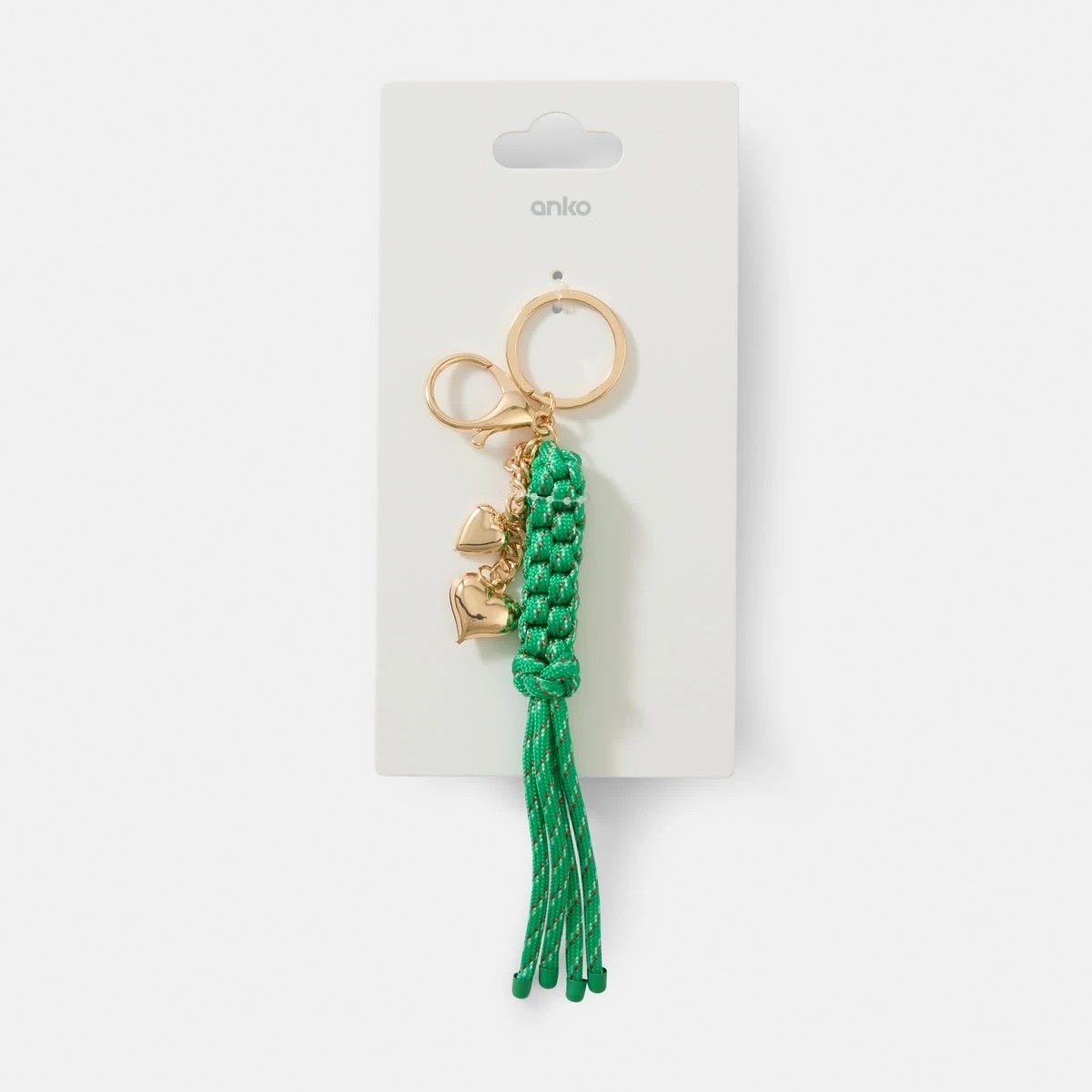 1 Braid Rope Heart Keyring - Green and Gold Tone, 1 of 3
