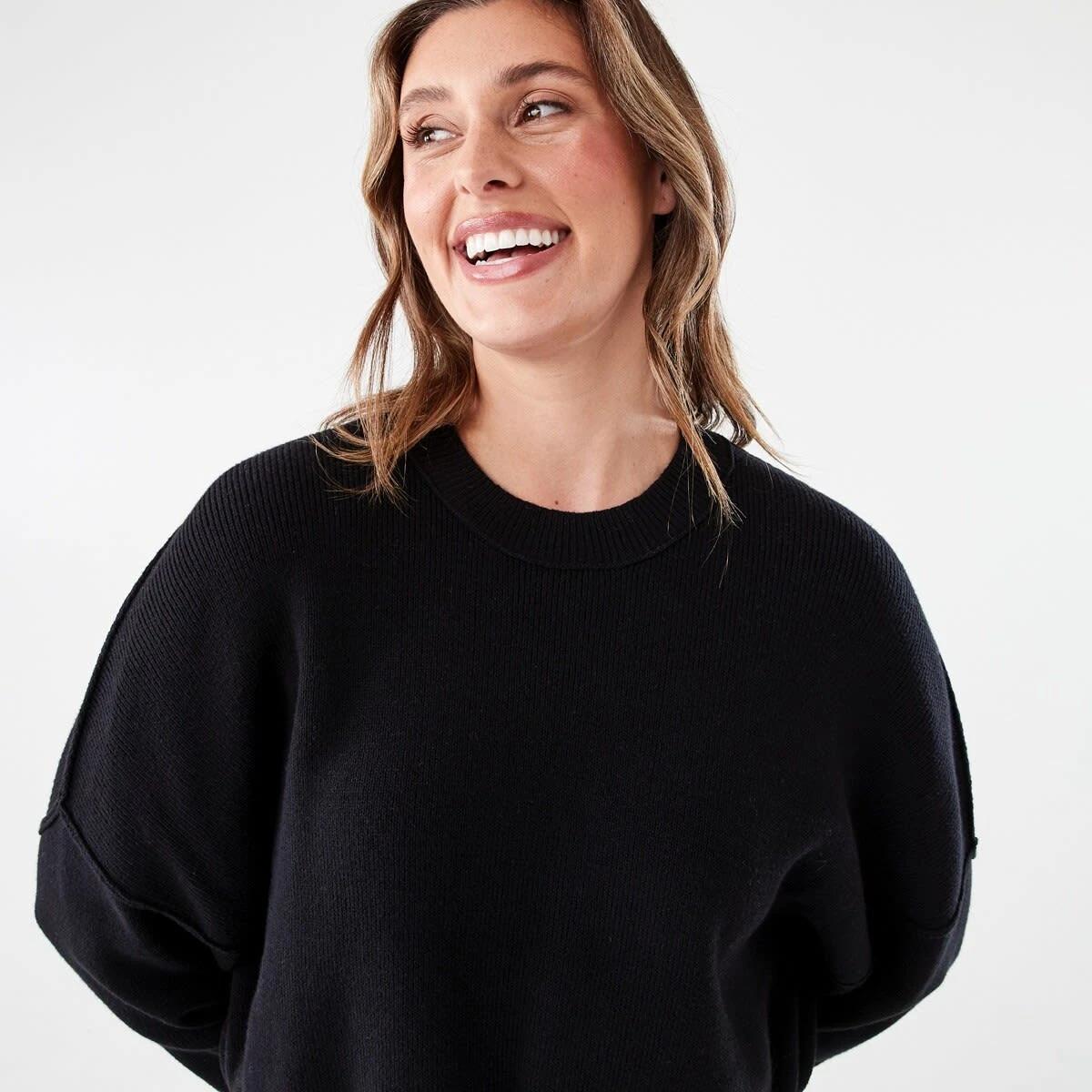 4 Oversized Crew Neck Jumper BLACK, 4 of 7
