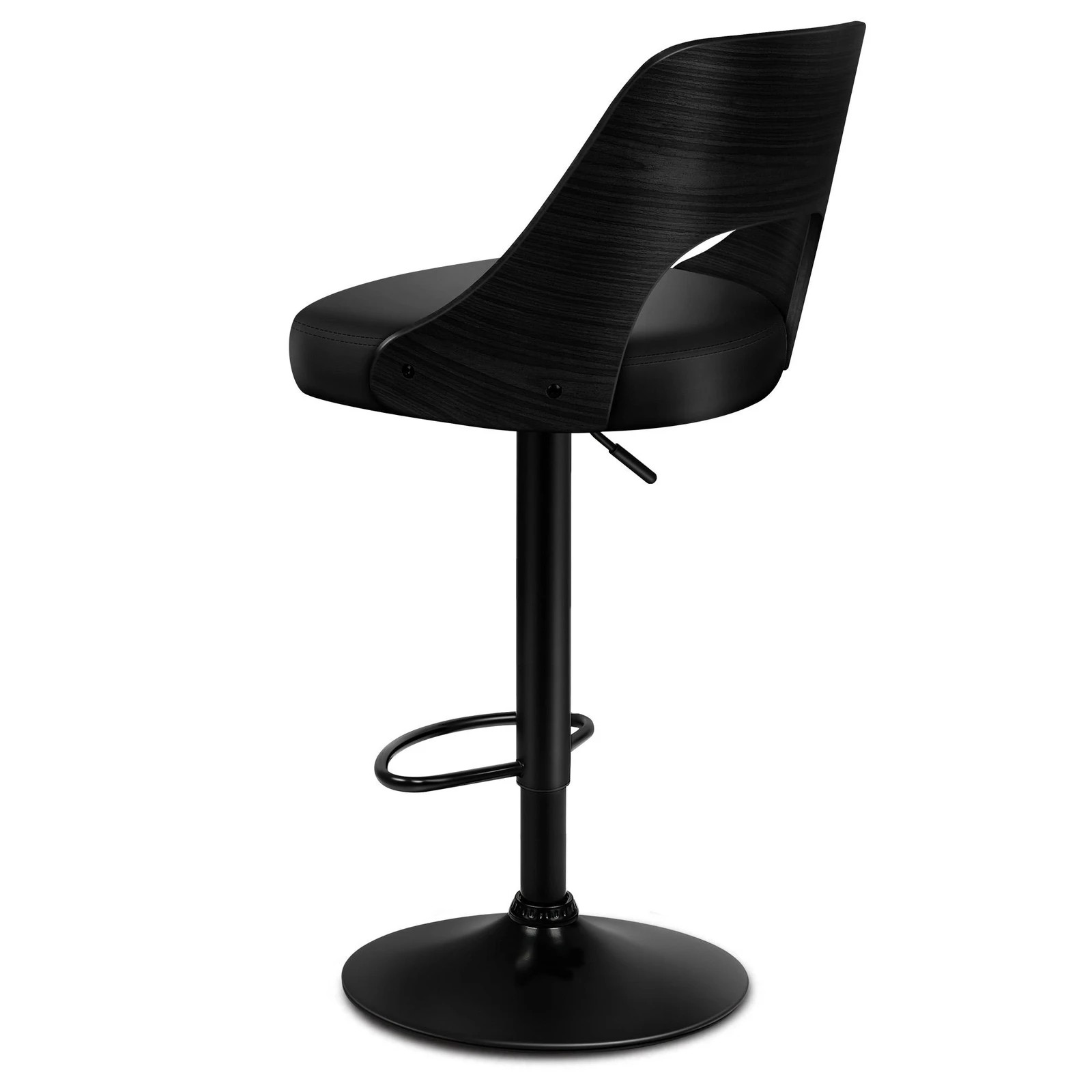 6 Alfordson 2x Bar Stools Kitchen Swivel Chair Wooden Leather Gas Lift - Black, 6 of 9