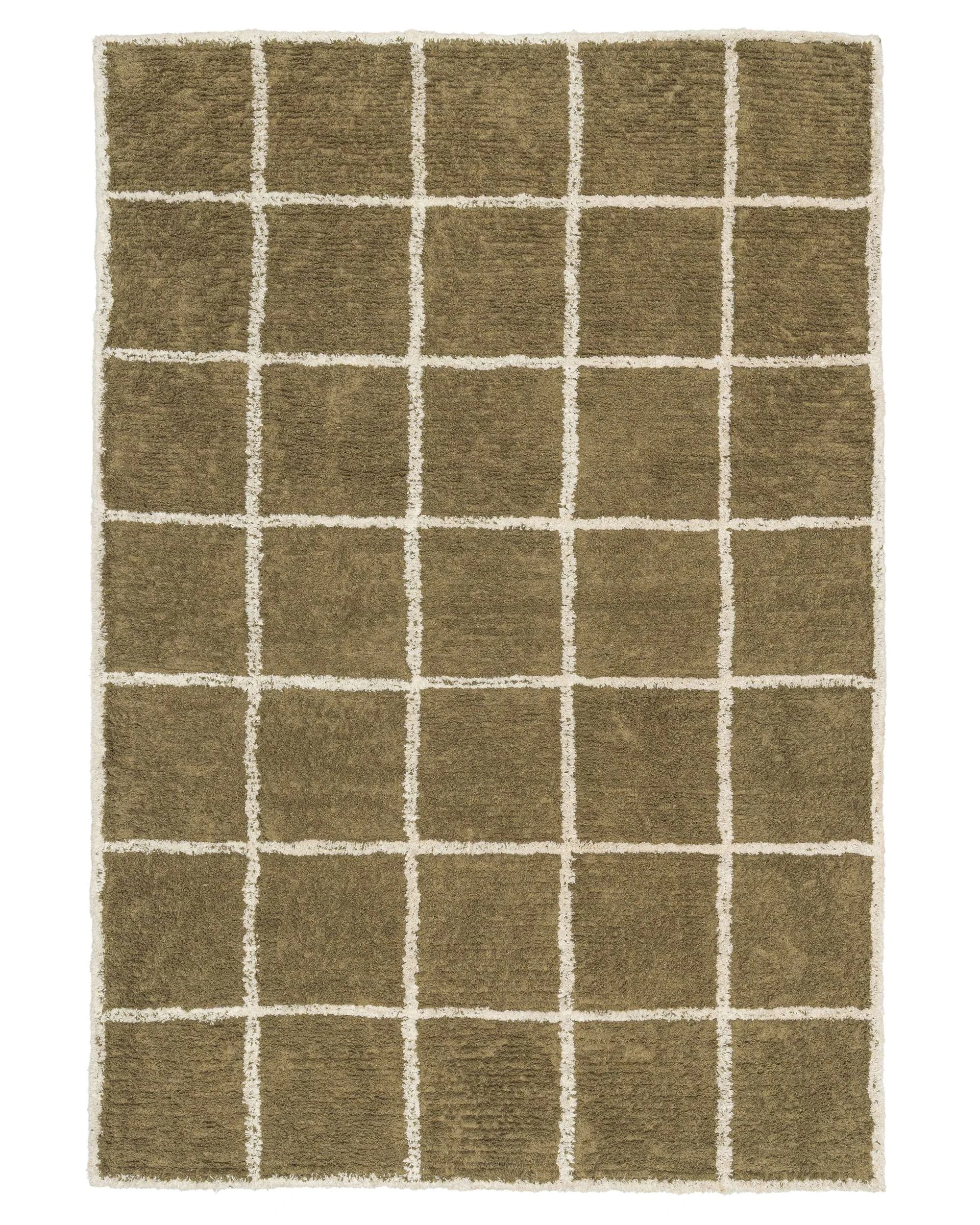 1 Loopsie Zanzibar Grid Cotton Rug-230cm x 160cm - Green, 1 of 7