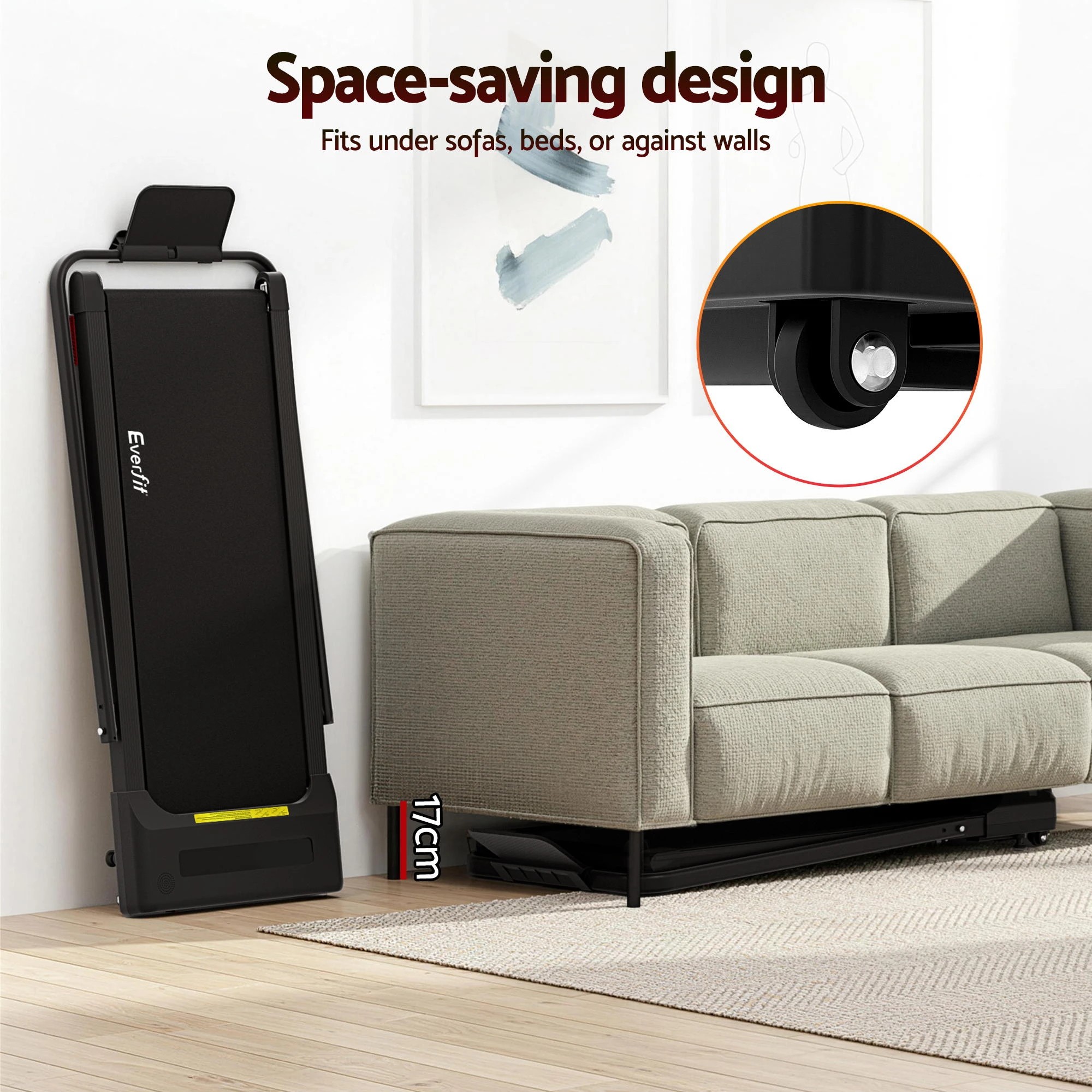 10 Everfit Treadmill Electric Walking Pad Incline Under Desk 380mm - Black, 10 of 10