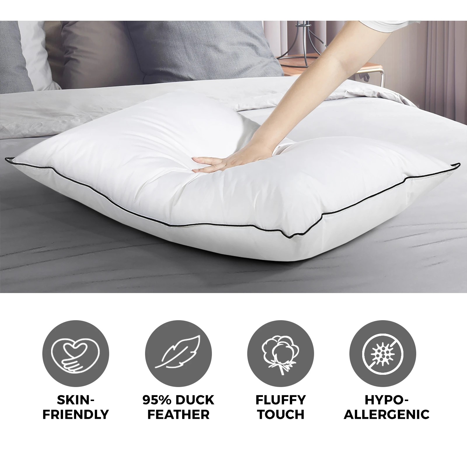 5 Bedra Bedding 2X Pillow Duck Feather Down Pillows Cotton - White, 5 of 10