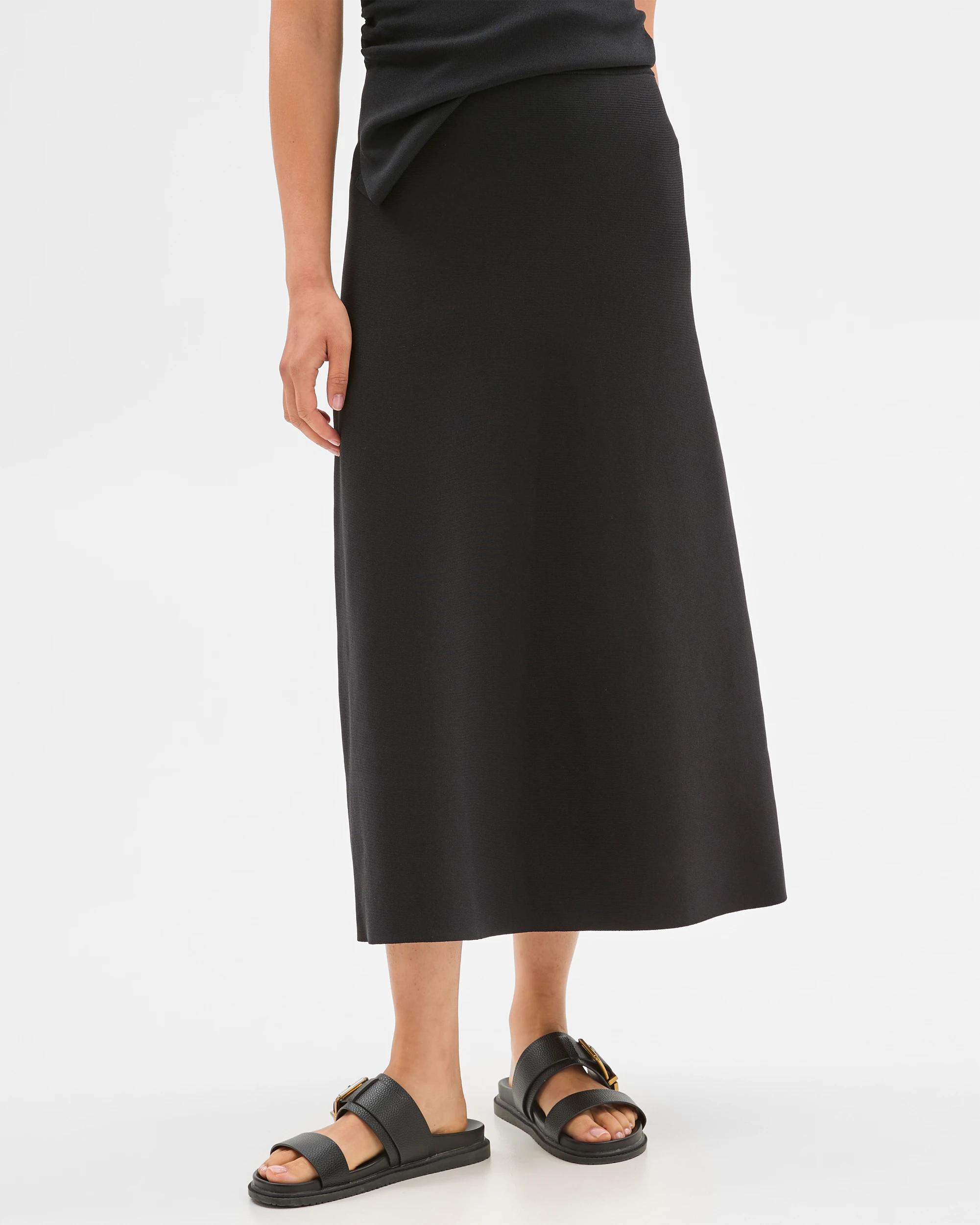 5 Crepe Knit Midi Skirt - Preview BLACK, 5 of 6