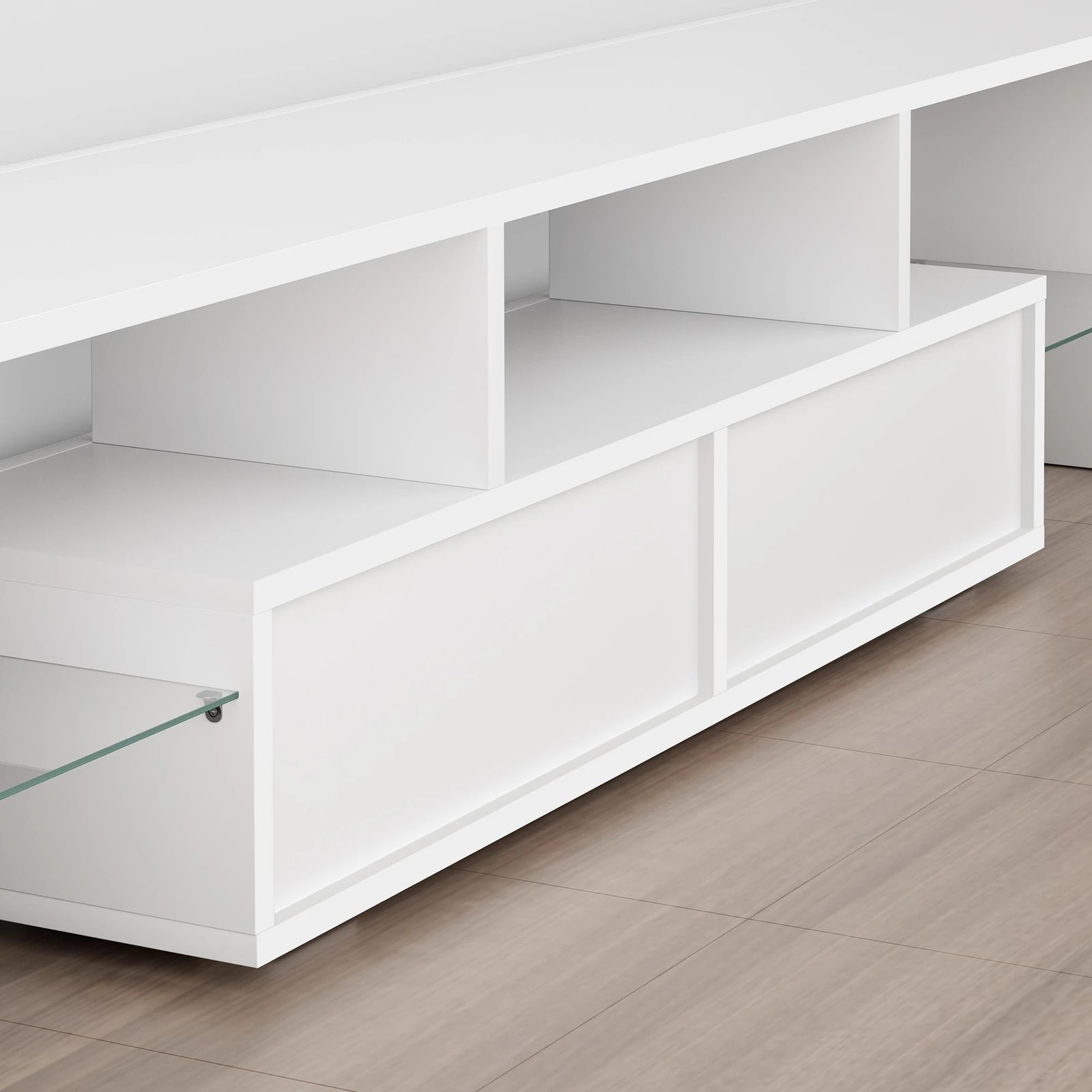 5 Alfordson Entertainment Unit 160cm TV Stand LED Light Storage Gloss - White, 5 of 10