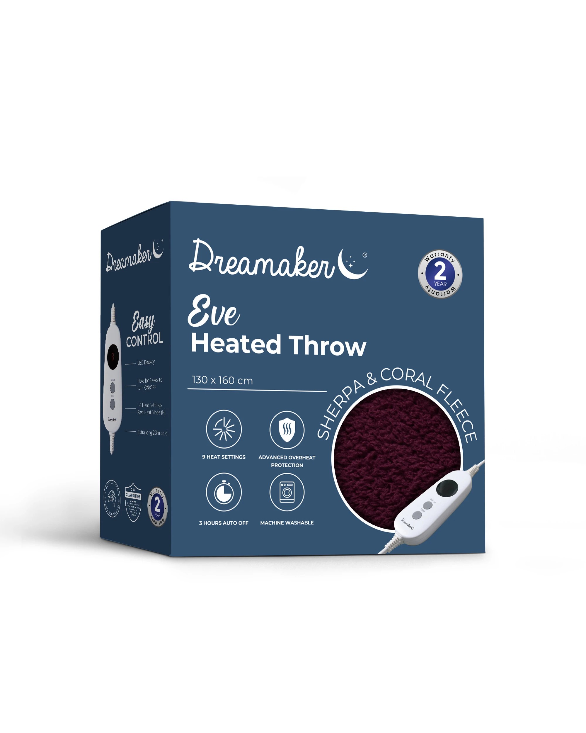 8 Dreamaker Eve Reversible Sherpa & Coral Fleece Heated Throw 130x160cm - Cherry and Blush, 8 of 8