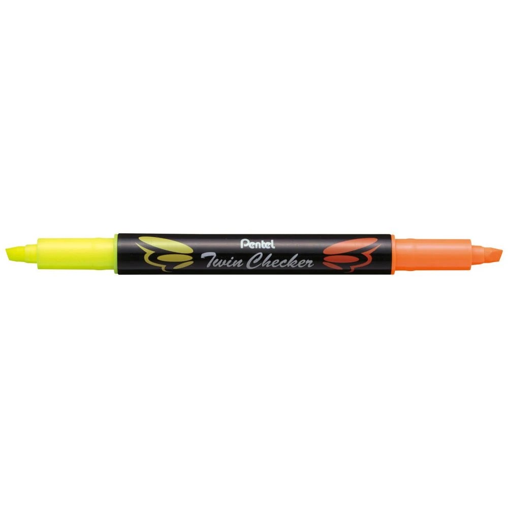 1 Pentel Twin Checker Highlighter Yellow/Orange, 1 of 1