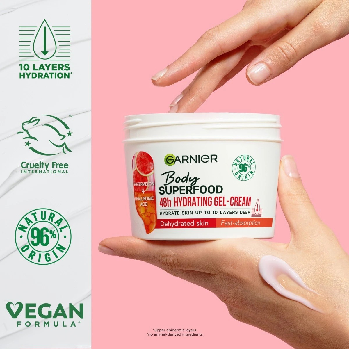 3 Garnier Body Superfood 48H Hydrating Gel-Cream - Watermelon and Hyaluronic Acid, 3 of 8