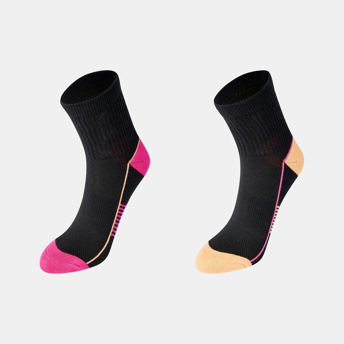 1 5 Pack  Active Terry Quarter Crew Socks BLACK, ORANGE, PINK, 1 of 3