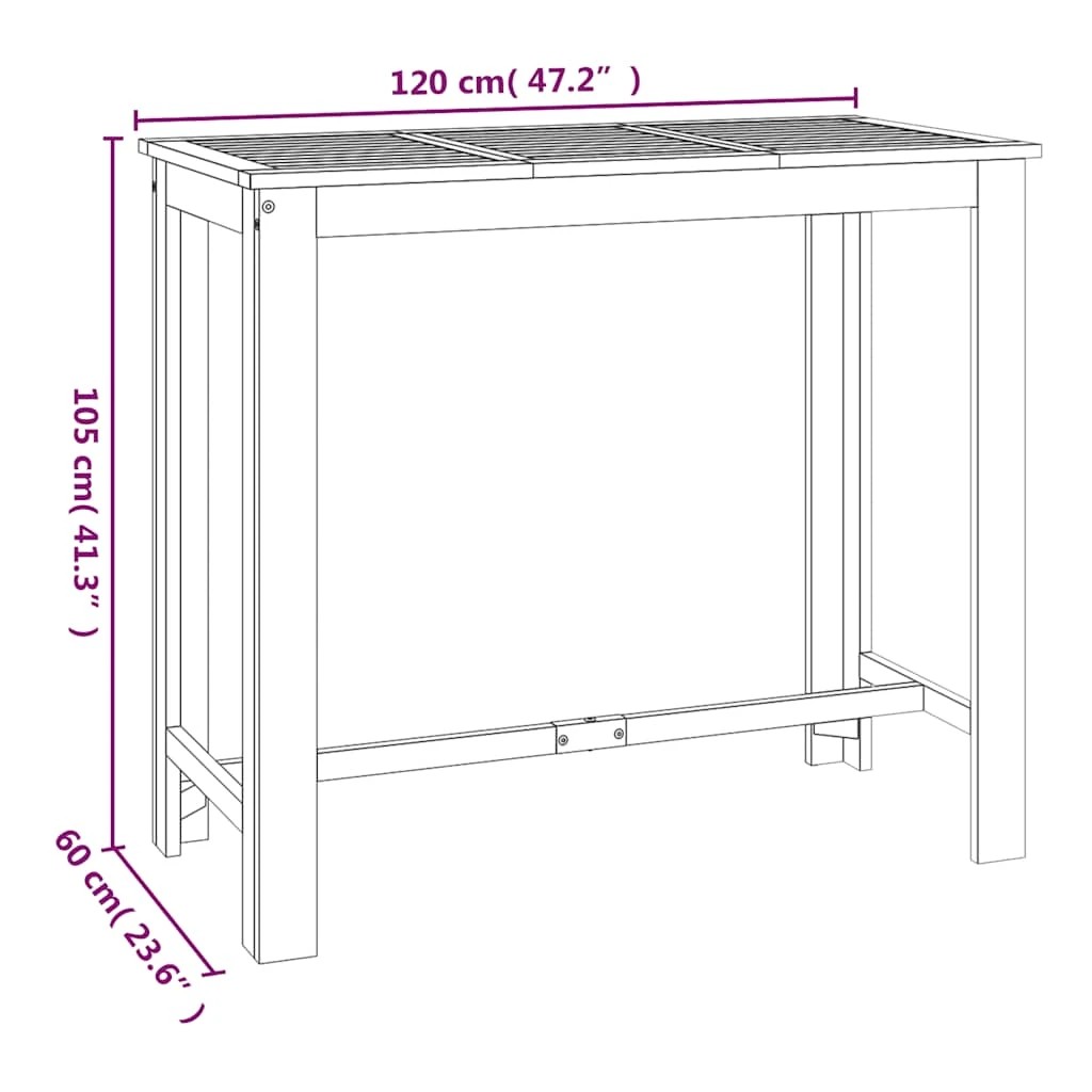 6 Vidaxl Garden Bar Table Solid Wood Acacia - Brown, 6 of 7