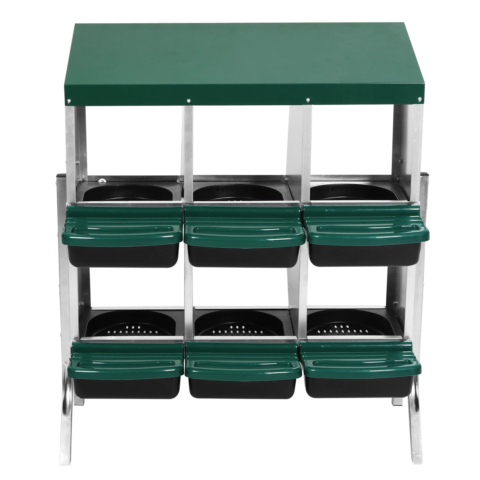 2 PaWz Chicken Nesting Box 6 Hole Rollaway Metal Laying House for Coop, Green, 2 of 5