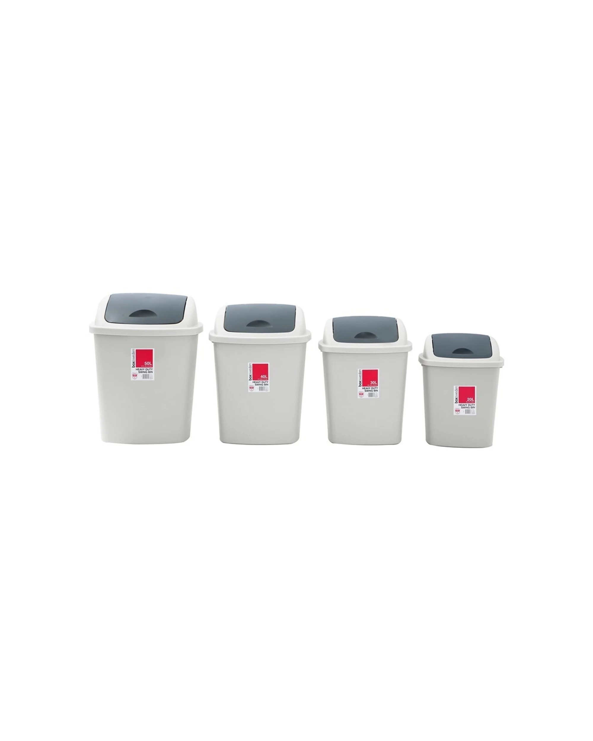 4 Boxsweden 20l Trash Bin With Swing Lid 35x27cm Kitchen Waste Bin - Heavy Duty - Grey, 4 of 5