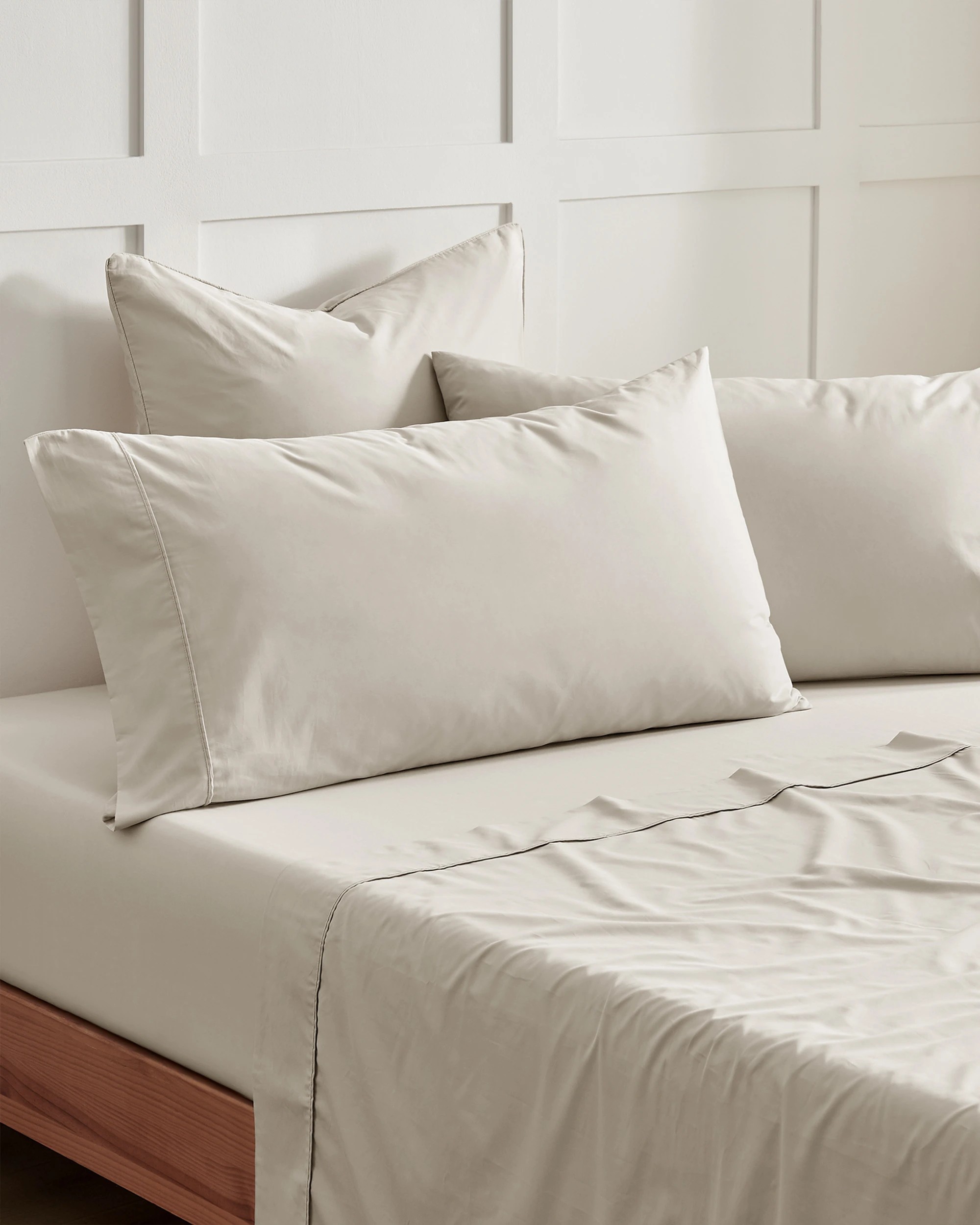 2 Dreamaker 400TC Premium Cotton Sateen King Pillowcase Twin Pack - Oatmeal, 2 of 5