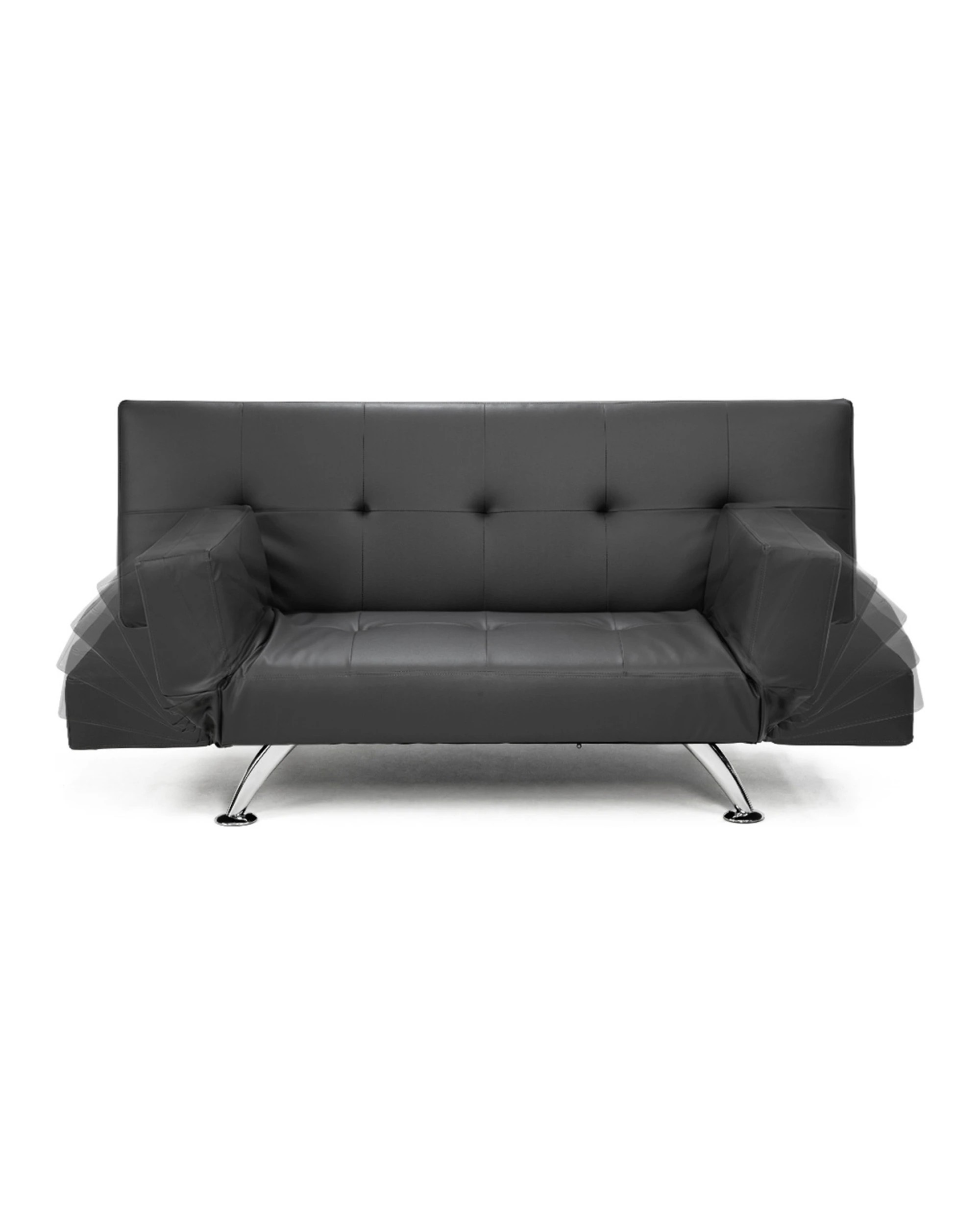 5 Sarantino 3 Seater Faux Leather Sofa Bed Lounge - Grey, 5 of 6