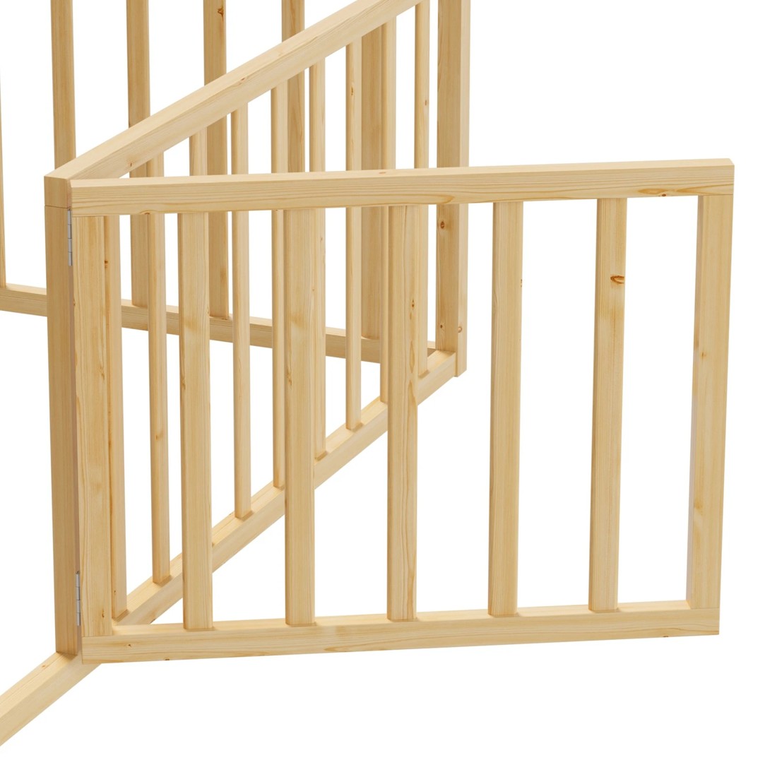 10 Oikiture 2-in-1 Kids Bed Play Centre Fence Gate Single Wood - Natural, 10 of 10