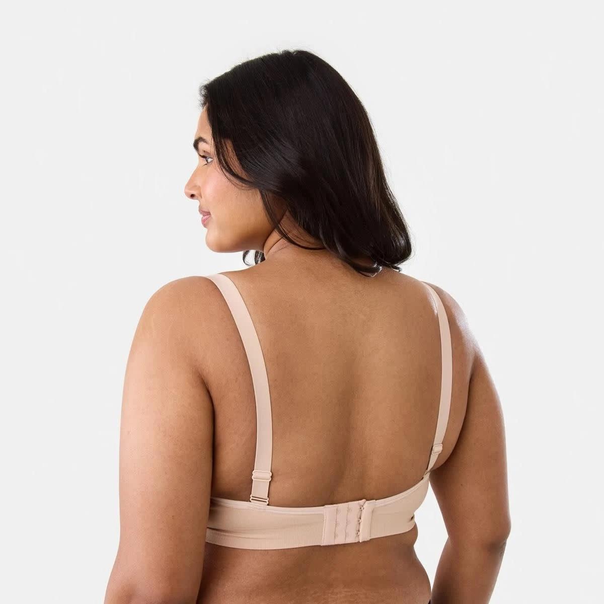6 2 Pack Full Figure Wirefree Seamfree T-Shirt Bra SOFT SAND BEIGE, BLACK, 6 of 8