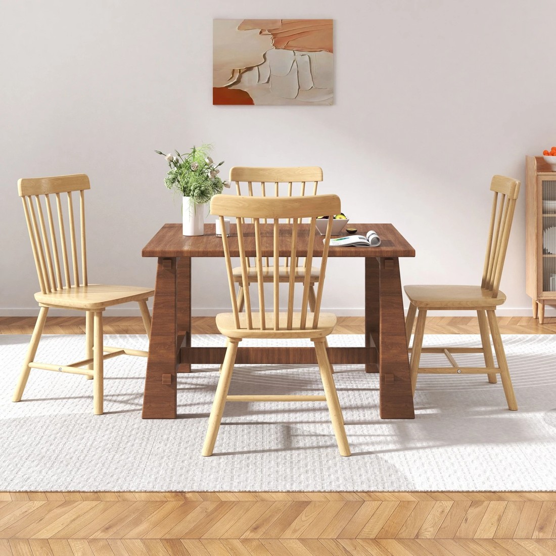 7 Alfordson 2x Dining Chairs Kitchen Lounge Cafe Retro Solid Wood Modern - Oak, 7 of 10