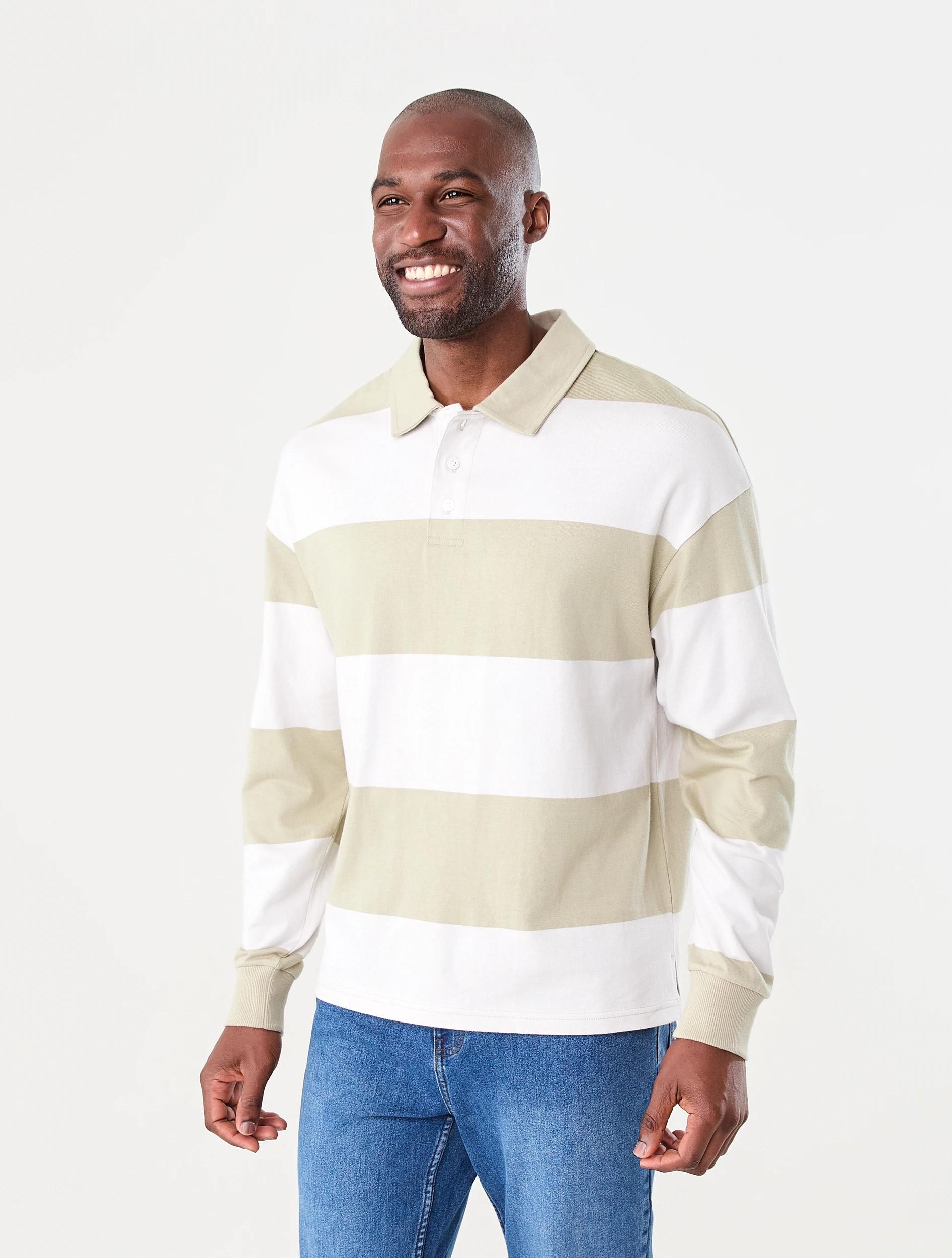 2 Long Sleeve Striped Rugby T-shirt Bge Stripe, 2 of 7