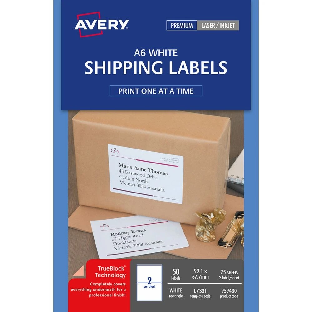 2 Avery 2UP Inkjet Laser Shipping Labels 25 Sheets, 2 of 2