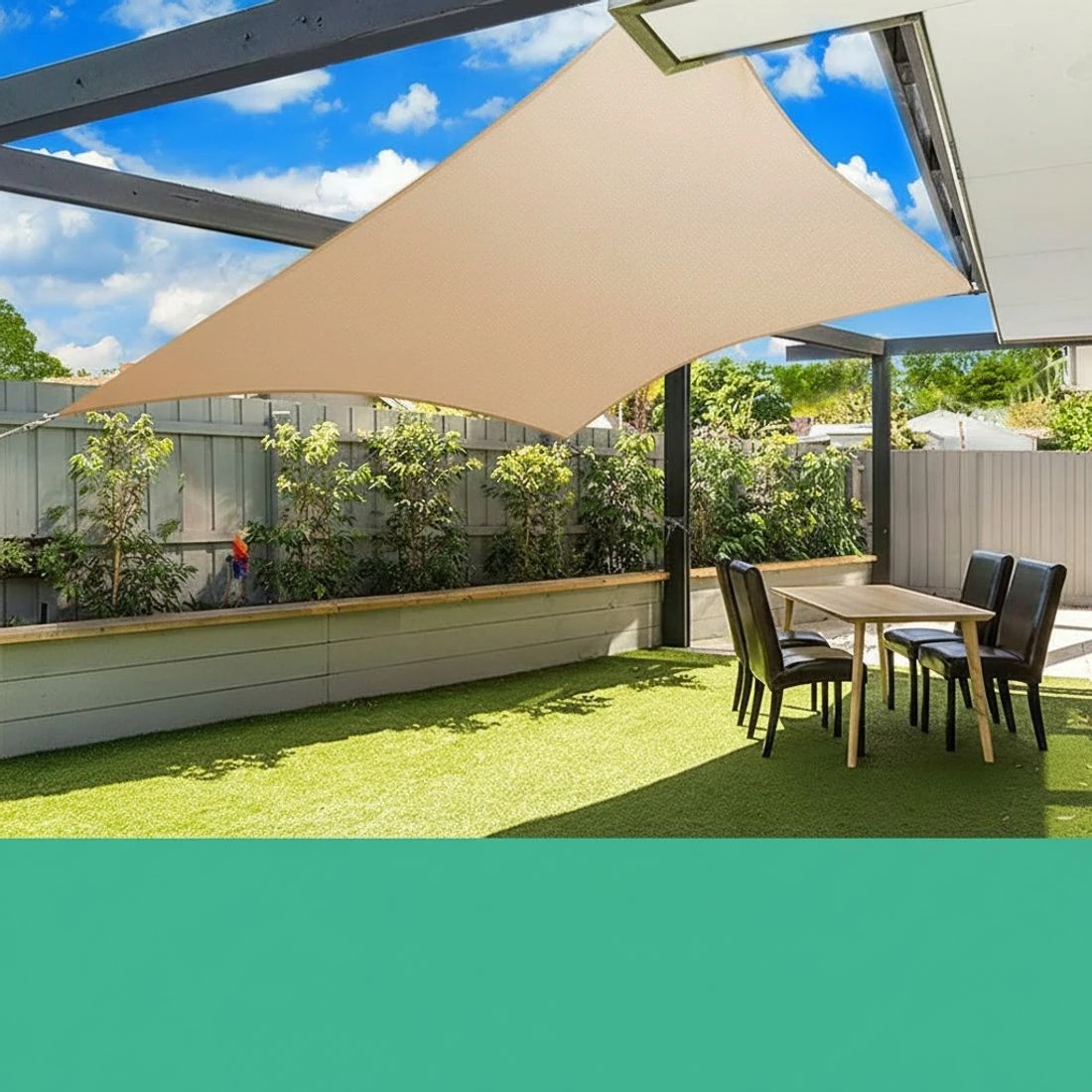 5 Instahut Shade Sail 2x4m Rectangle 185GSM 95% Sand Shade Cloth - Beige, 5 of 7