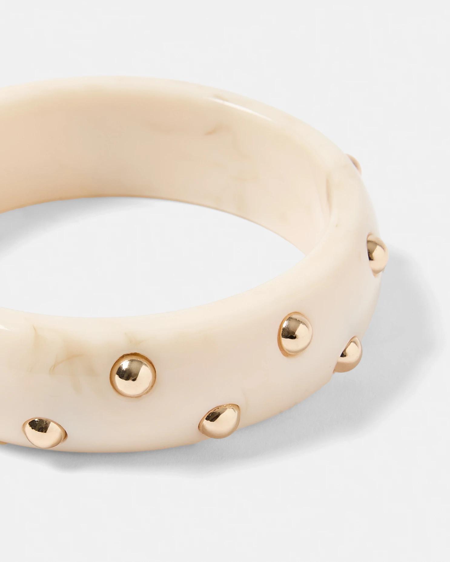 3 Studded Bangle - Beige and Gold Tone Beige, 3 of 8