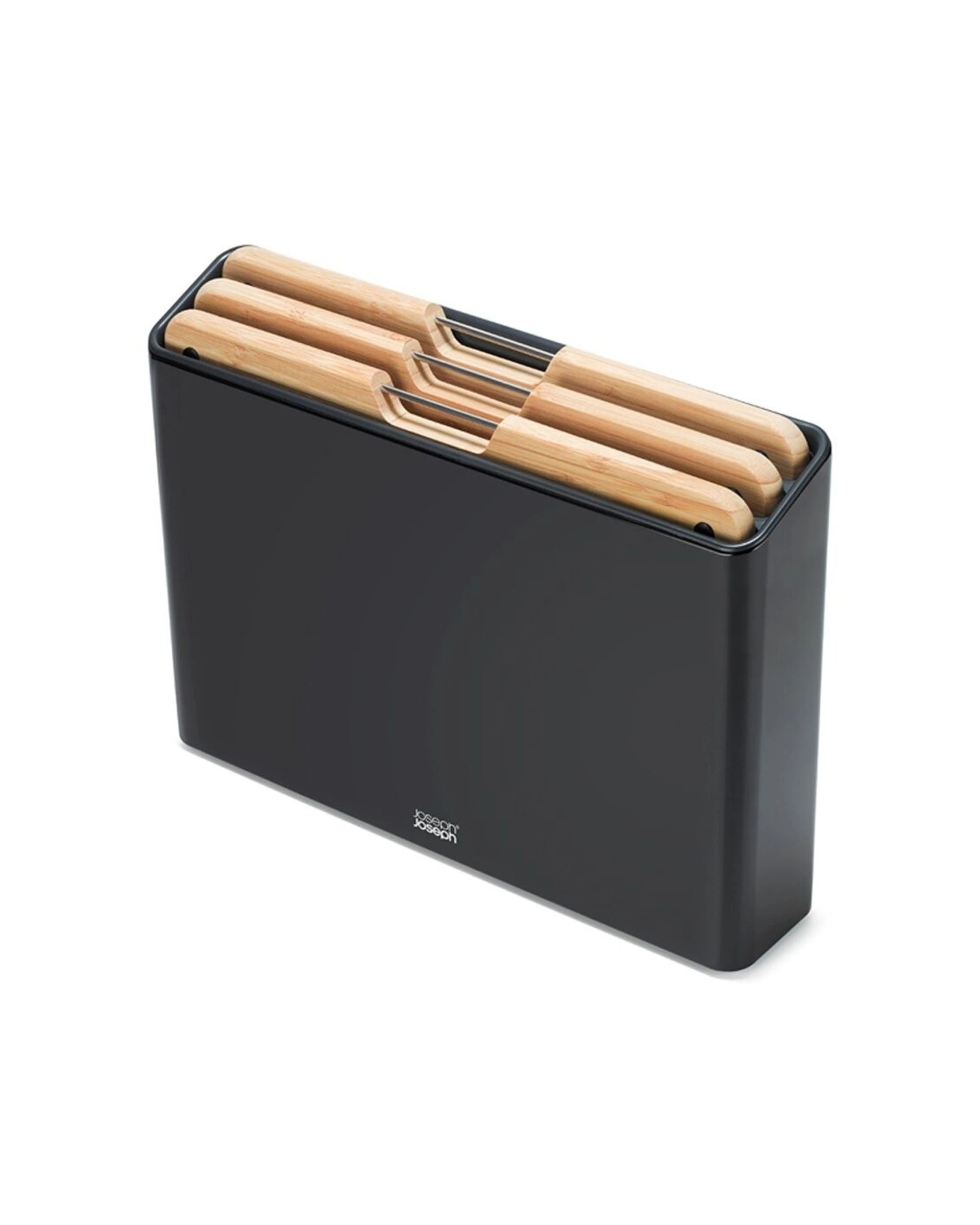 1 Joseph Joseph Folio 3pc Bamboo Chopping Board Set Stainless Steel Organiser - Black, 1 of 7