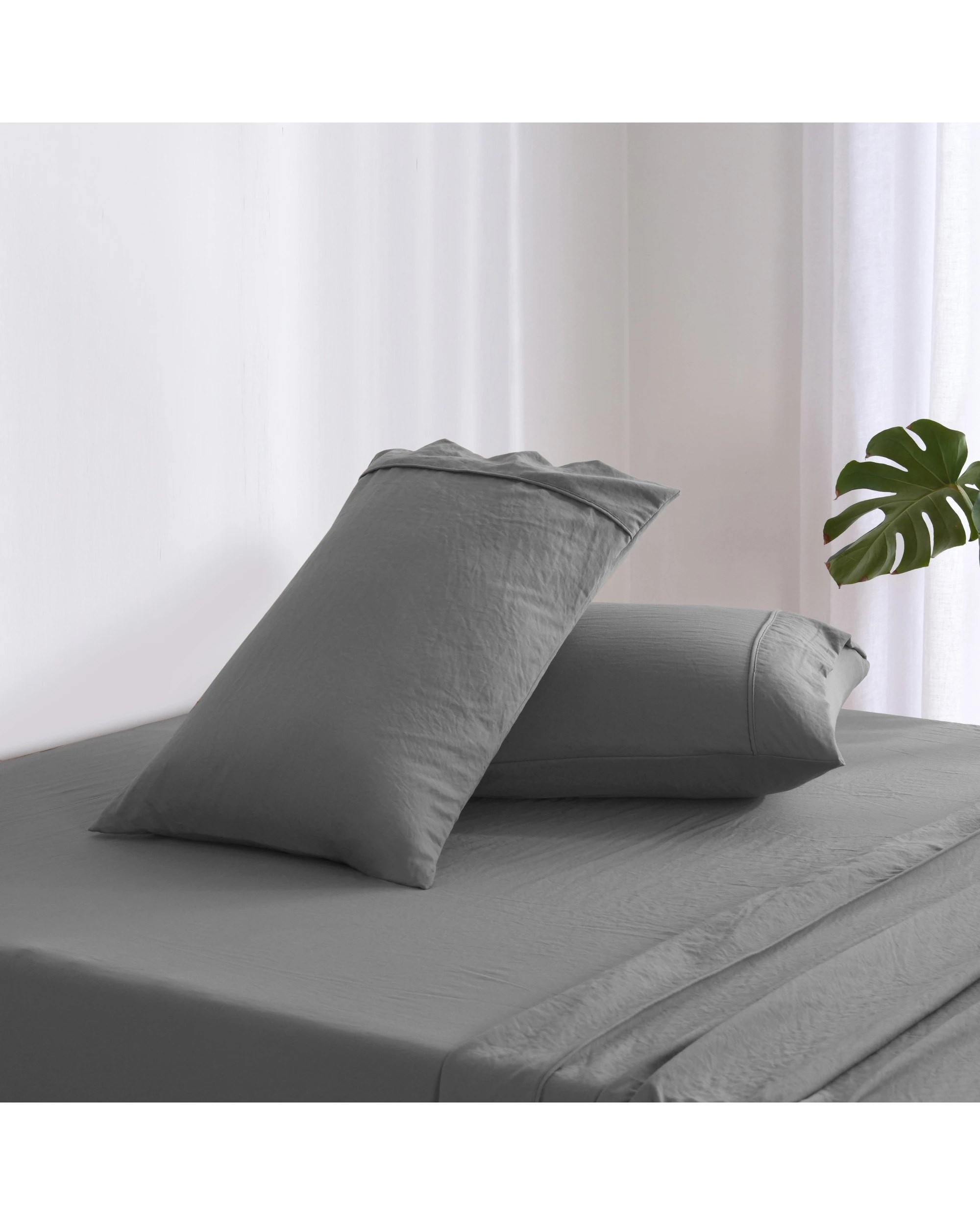 3 Dreamaker Superfine Washed Microfibre Sheet Set - Single Bed - Charcoal, 3 of 6