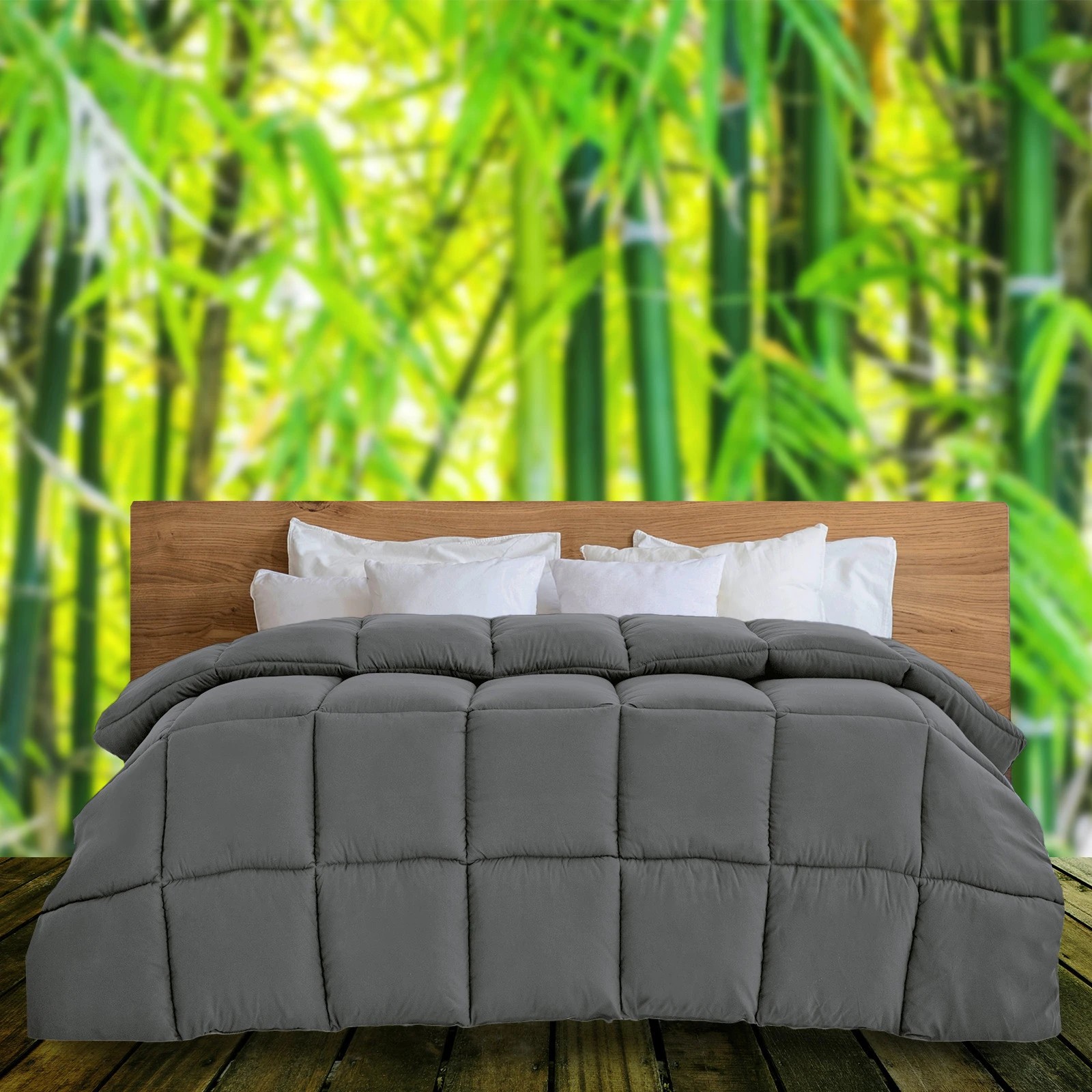 6 Royal Comfort Quilt Ultra Warm 800GSM Bamboo Blend Cover Duvet Breathable - Single Bed - Charcoal, 6 of 10