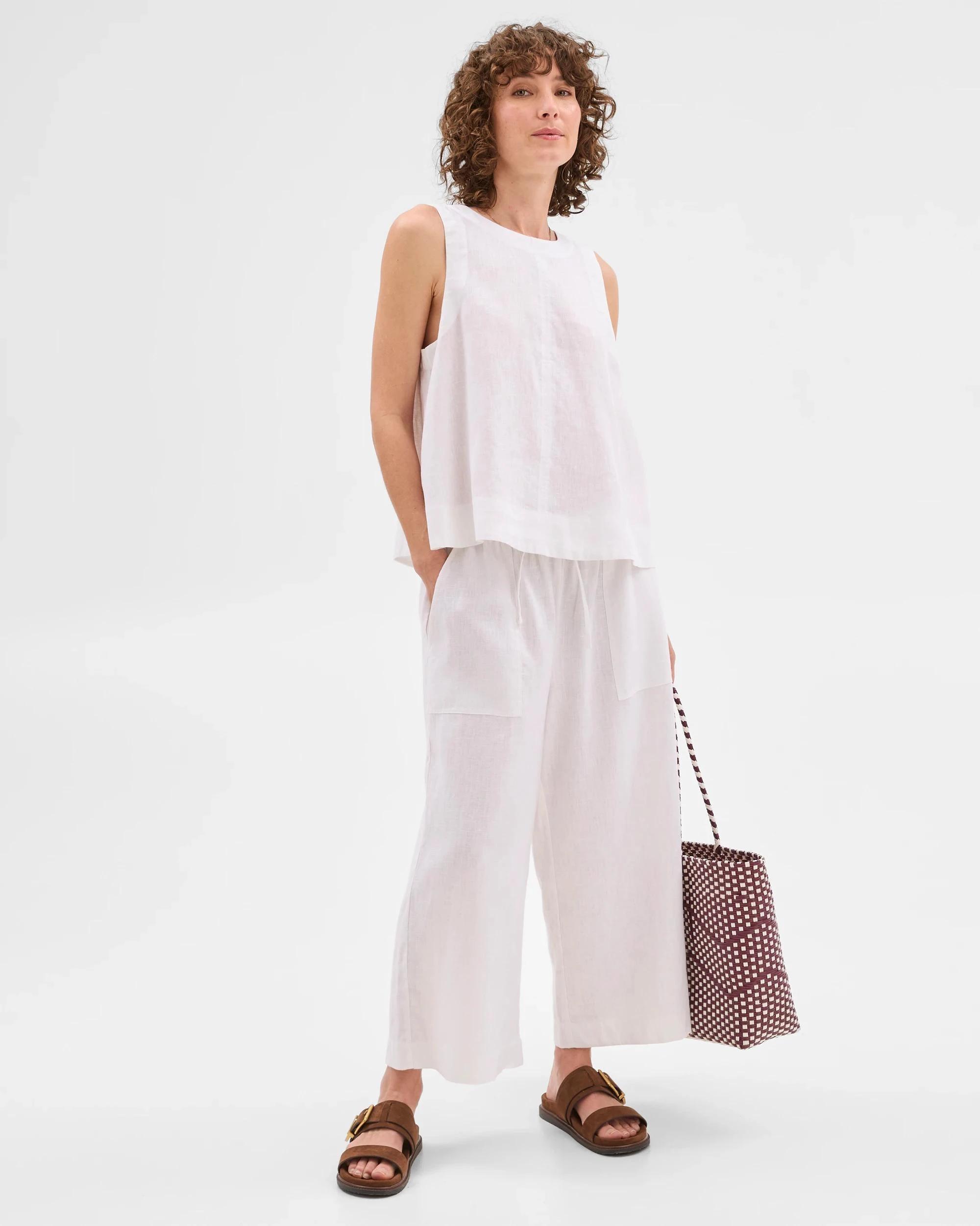 1 Target European Linen Cropped Pants WHITE, 1 of 7