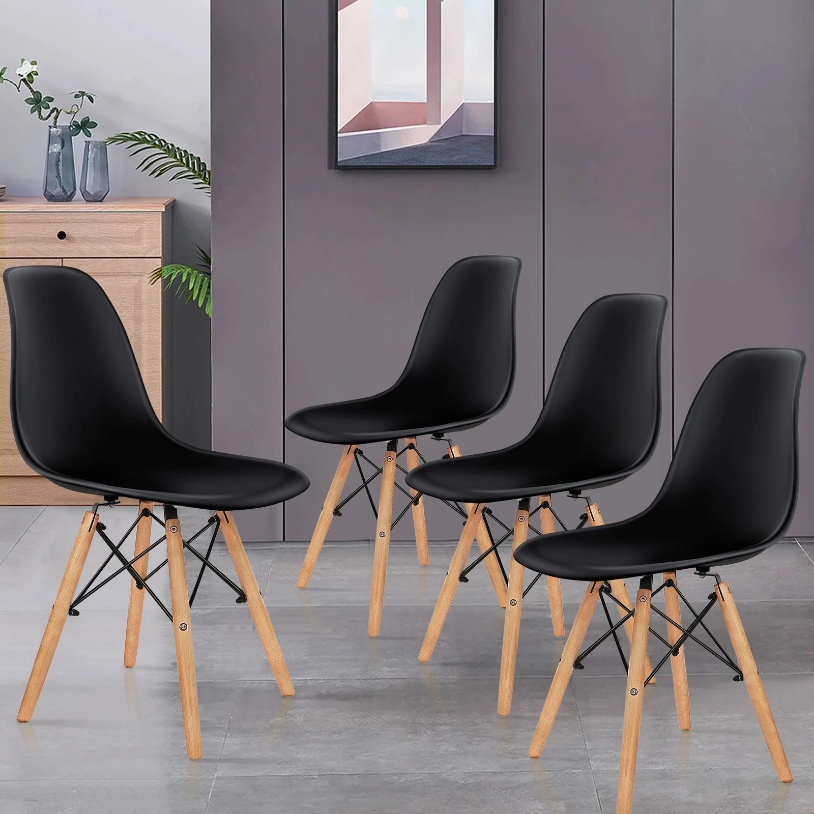 7 Alfordson 4x Dining Chairs Retro Steel Kitchen Lounge Cafe Solid Wood - Black, 7 of 10