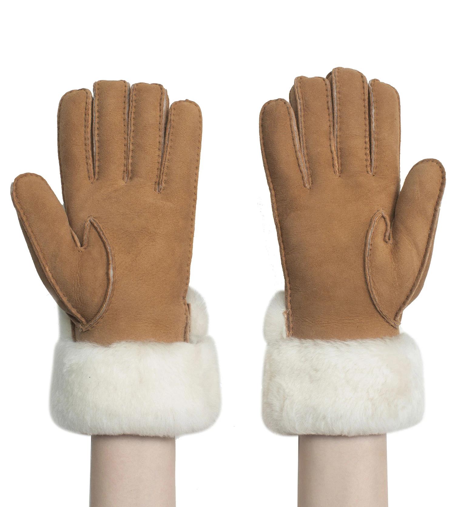 4 Australian Shepherd UGG Puni Fluffy Shearling Gloves CHESTNUT, 4 of 5