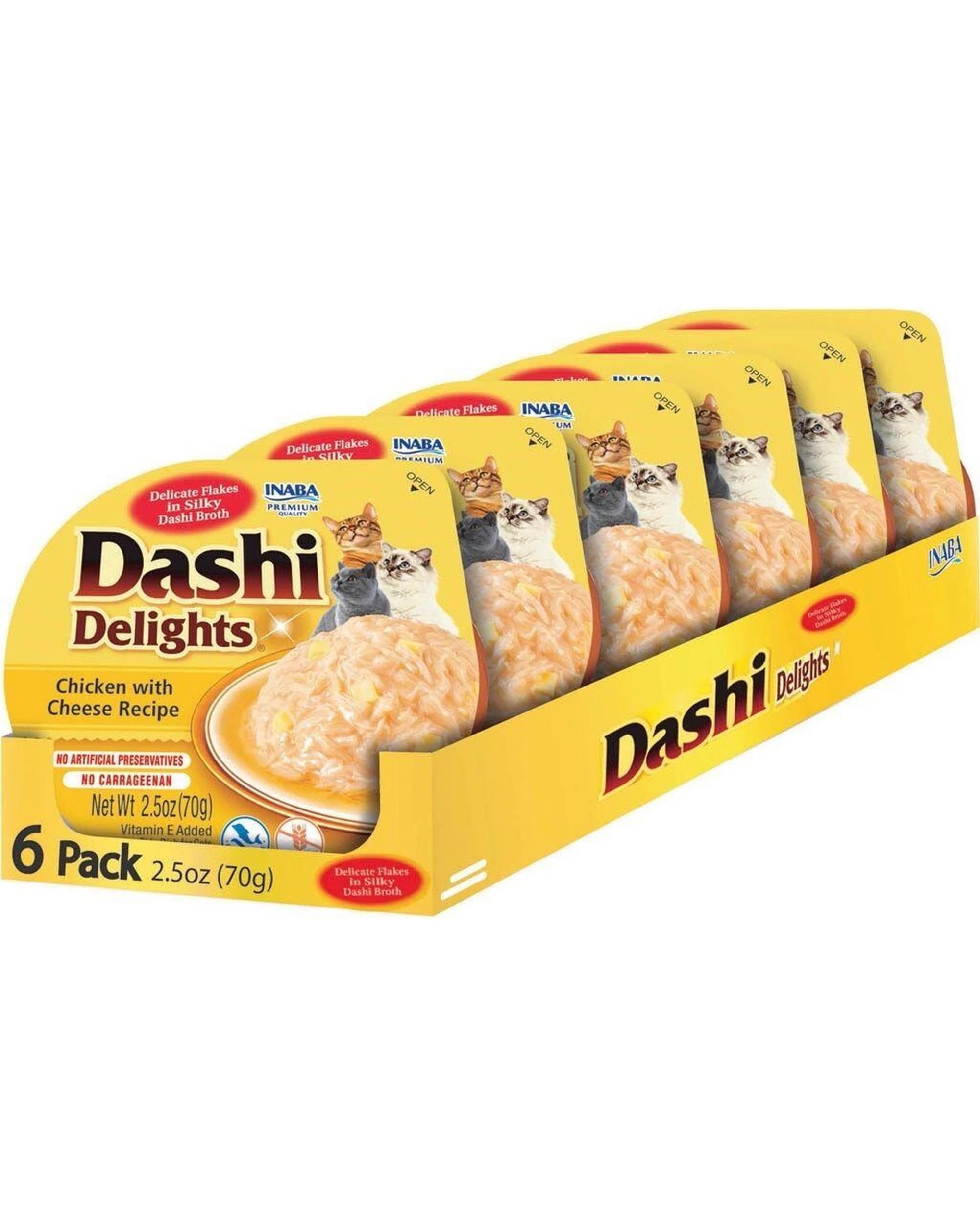 2 Inaba Dashi Delights Flakes in Broth Cat Food Topper Chicken with Cheese 6 x 70g, 2 of 3