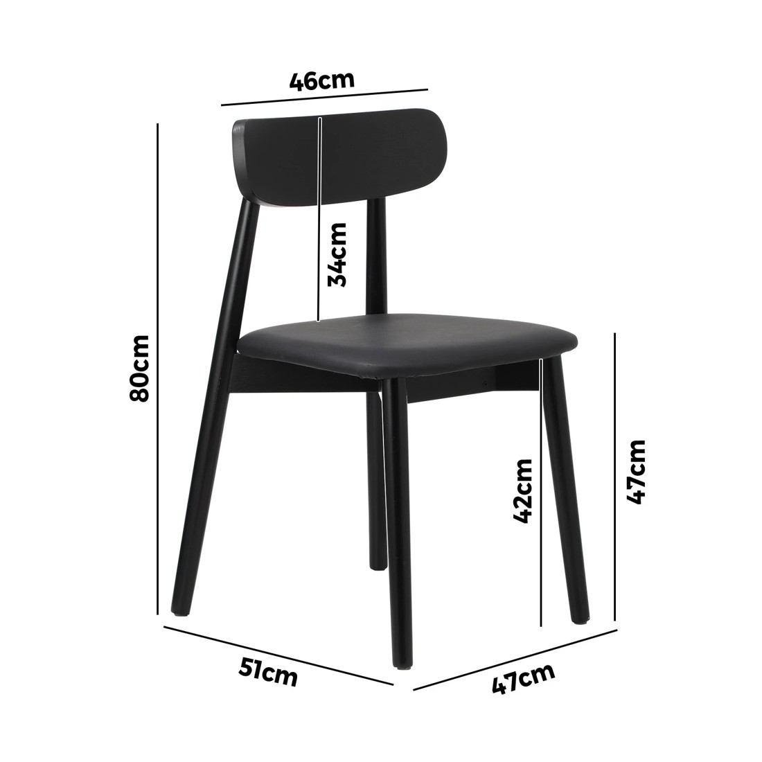 10 Oikiture 4x Dining Chairs Kitchen Chair PU Leather Solid Wood Cafe Lounge - Black, 10 of 10
