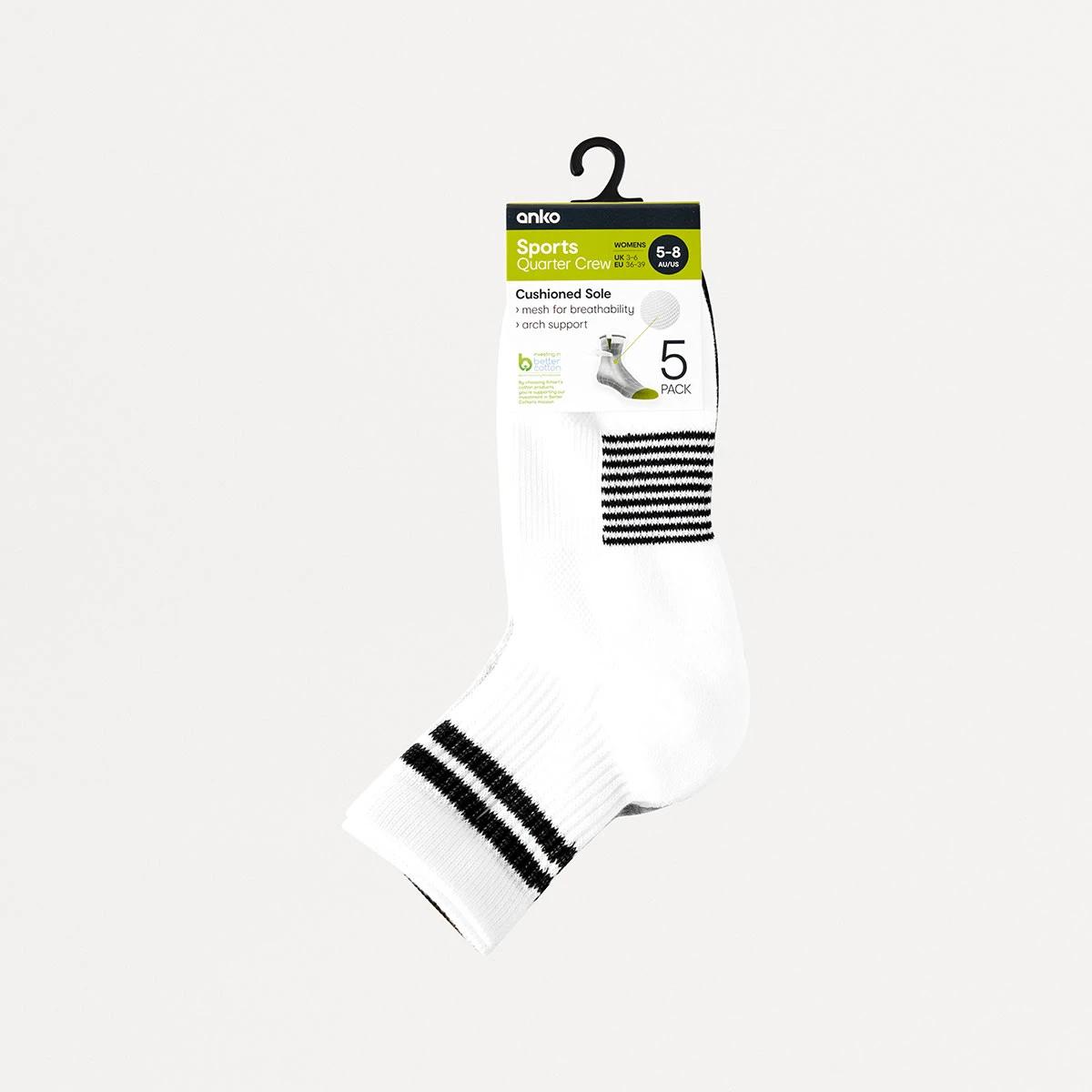 3 5 Pack  Active Terry Quarter Crew Socks CORE STRIPE, 3 of 3