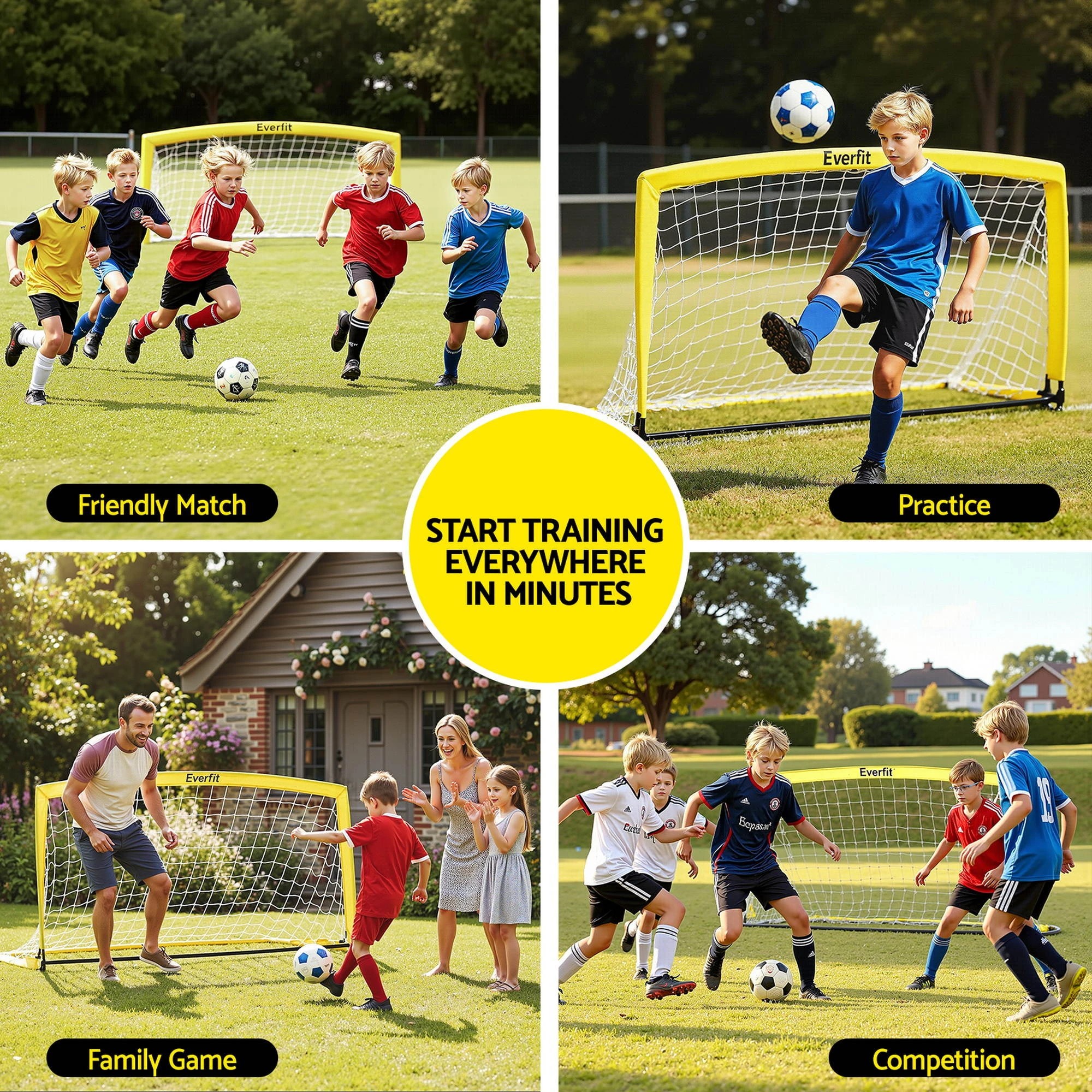 4 Everfit 2m Football Soccer Net Portable Goal Net Rebounder Sports Training - Yellow, 4 of 8