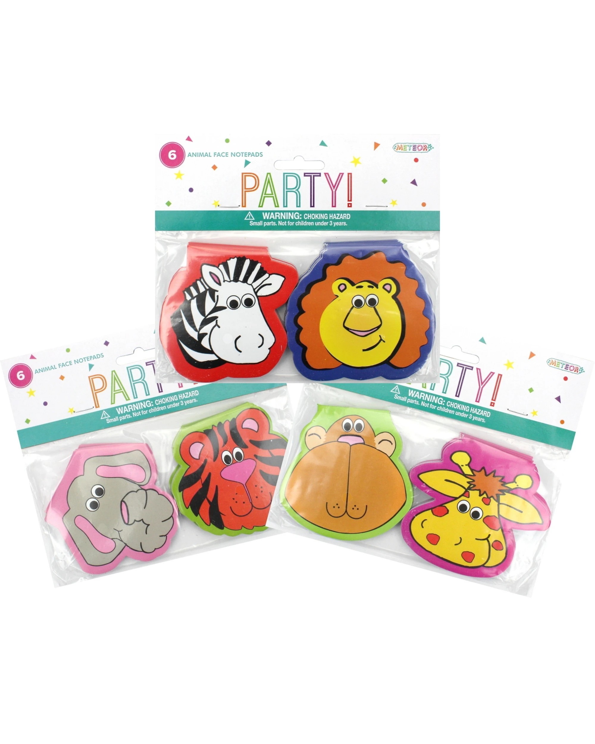 1 Meteor Mini Jungle Animal Character Notepads Pack of 6 - Assorted, 1 of 3