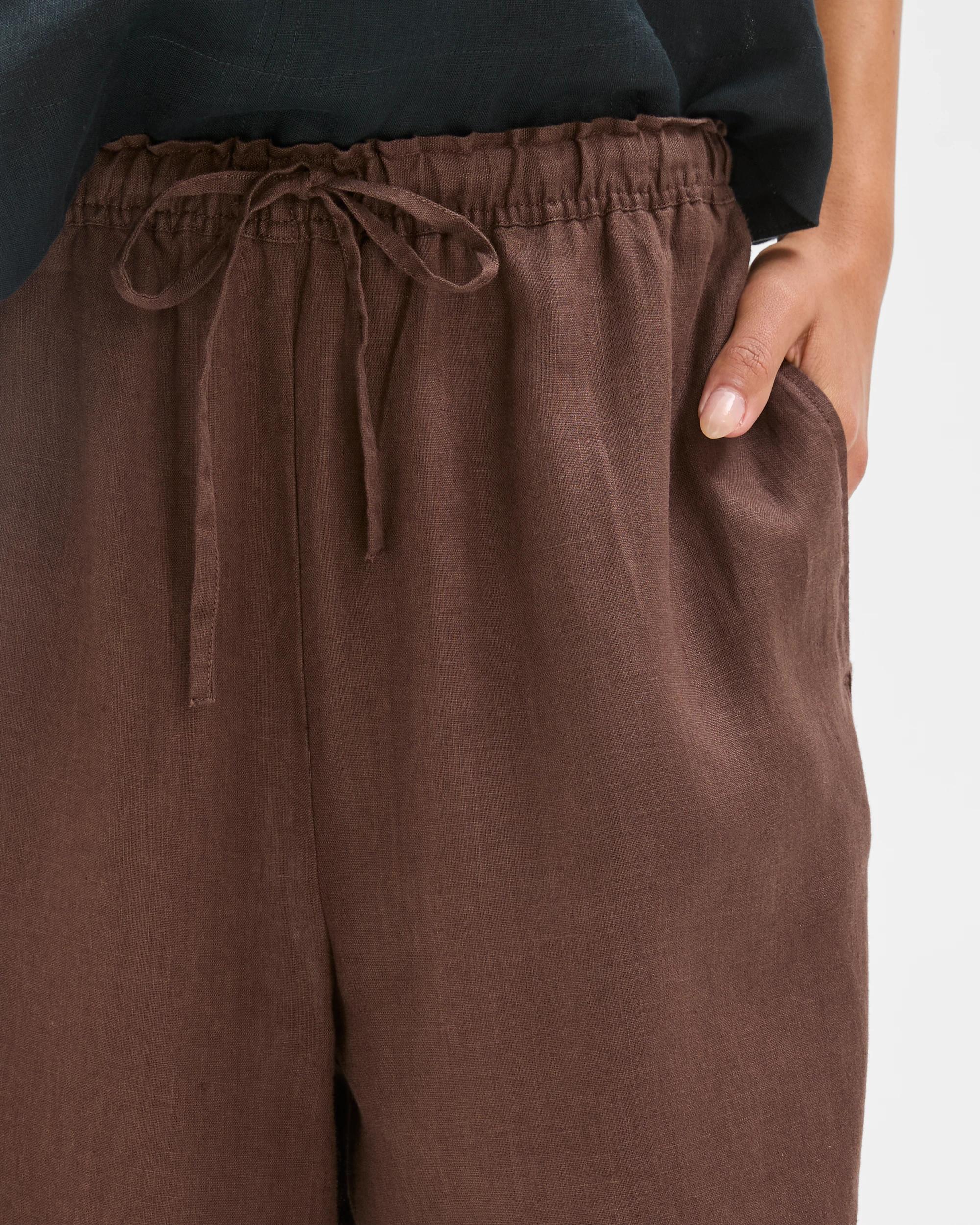 5 Target Woman European Linen Wide Leg Pants COFFEE BEAN, 5 of 6