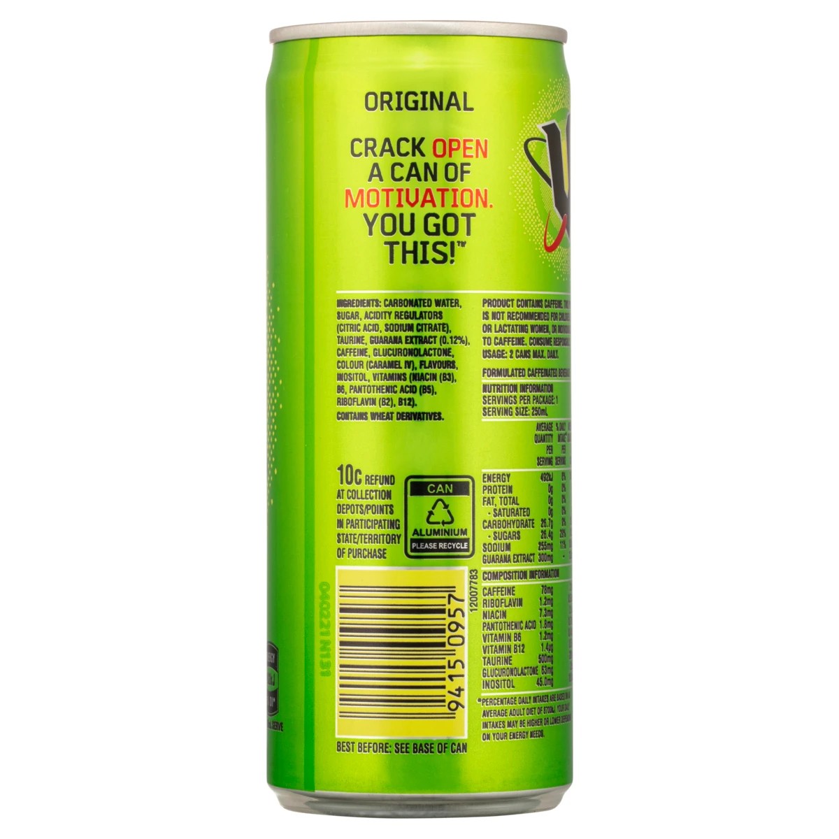 2 V Guarana Energy Drink 250ml, 2 of 3