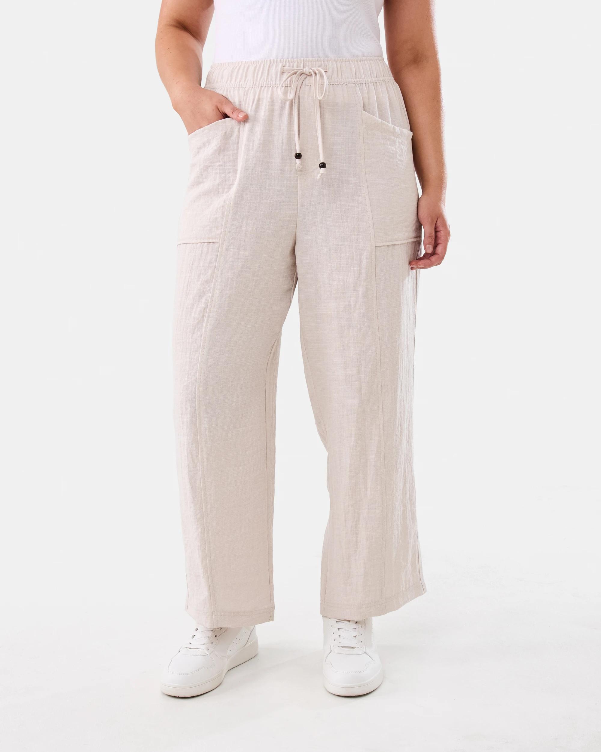 1 Tie Waist Patch Pocket Pants Nat Beige, 1 of 5