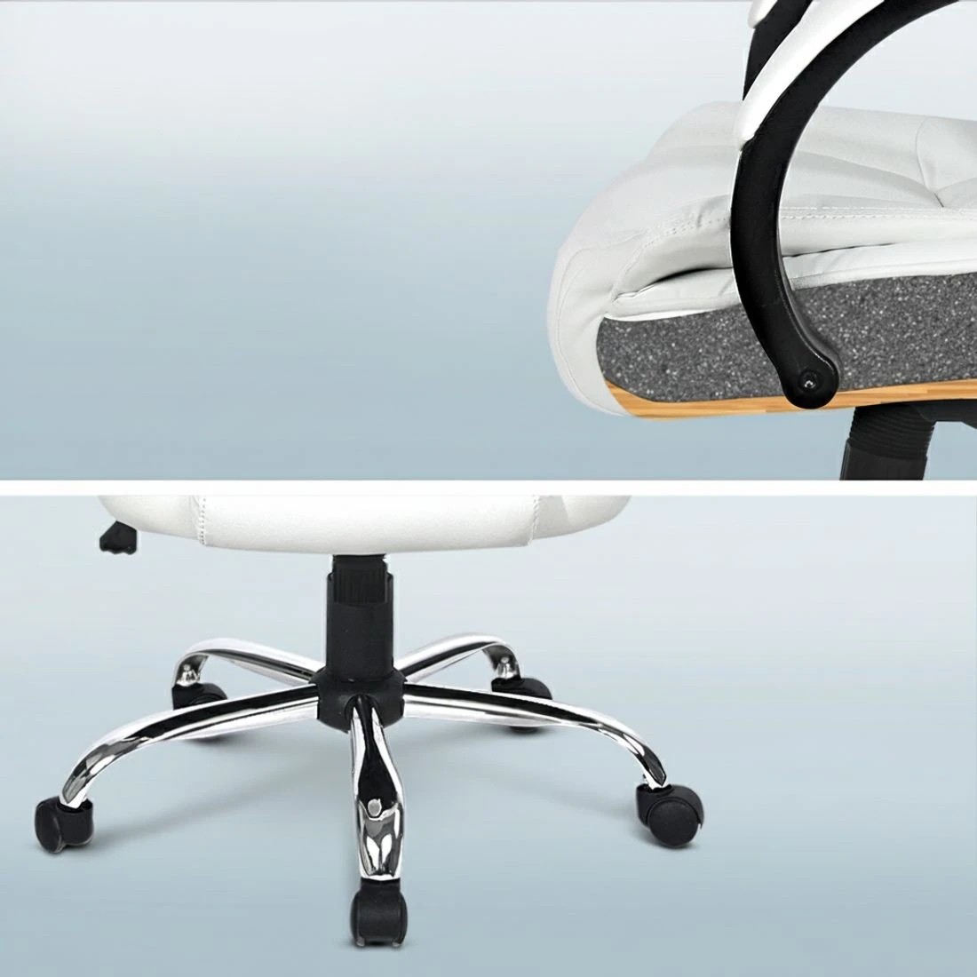 6 Artiss Computer Desk 120cm Executive Office Chair Set PU Leather High Back - White, 6 of 6